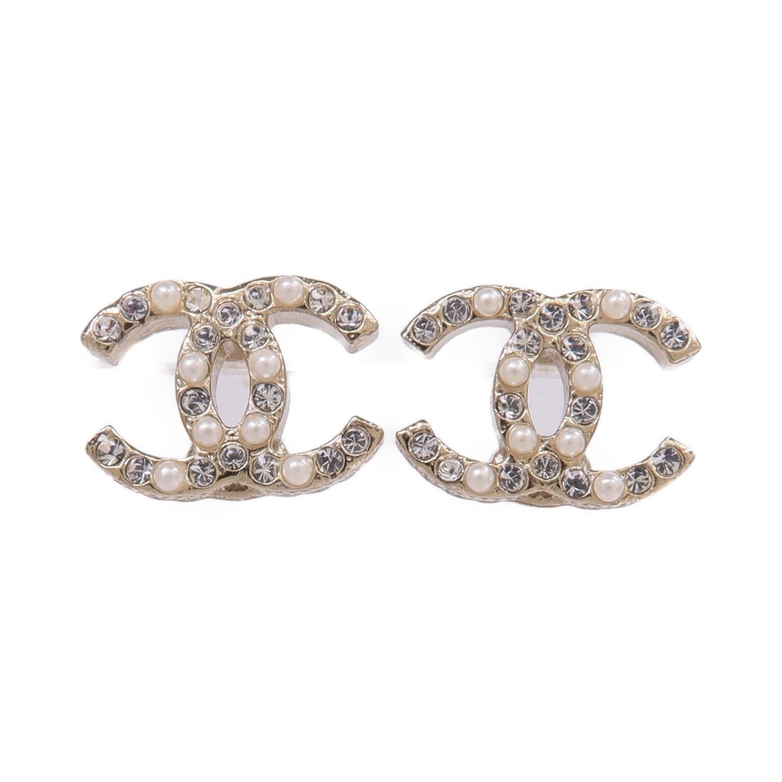 Chanel Pierced Earrings Gold Tone Metal French Designer Jewelry (1 of 9)