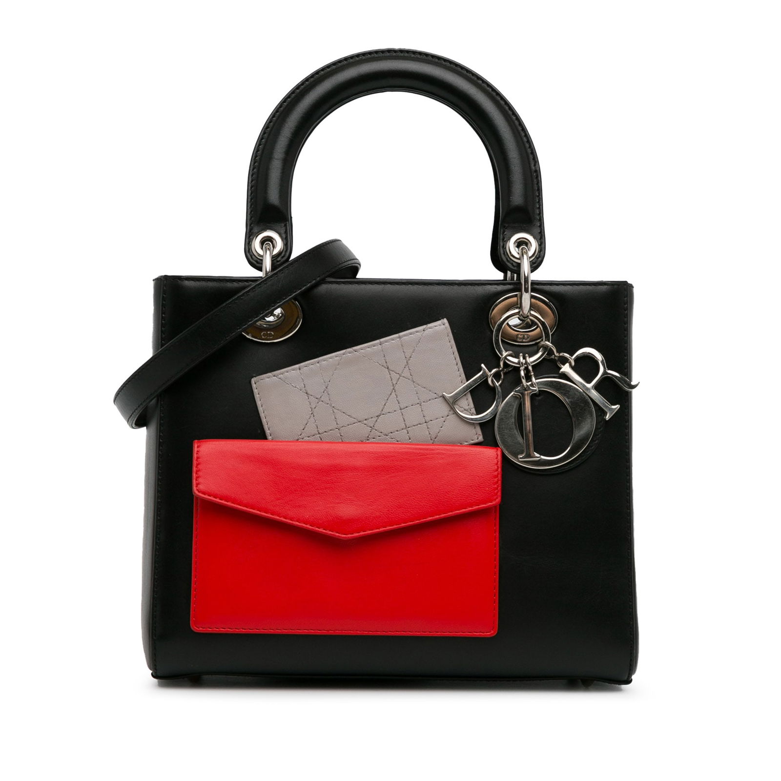 Dior Medium Calfskin Pockets Handbag Black Leather Italy: Dior Medium Calfskin Pockets Handbag Black Leather Italy Introducing the Medium Calfskin Pockets Lady Dior, a sophisticated handbag that exemplifies luxury and elegance. Crafted in Italy, this stunnin