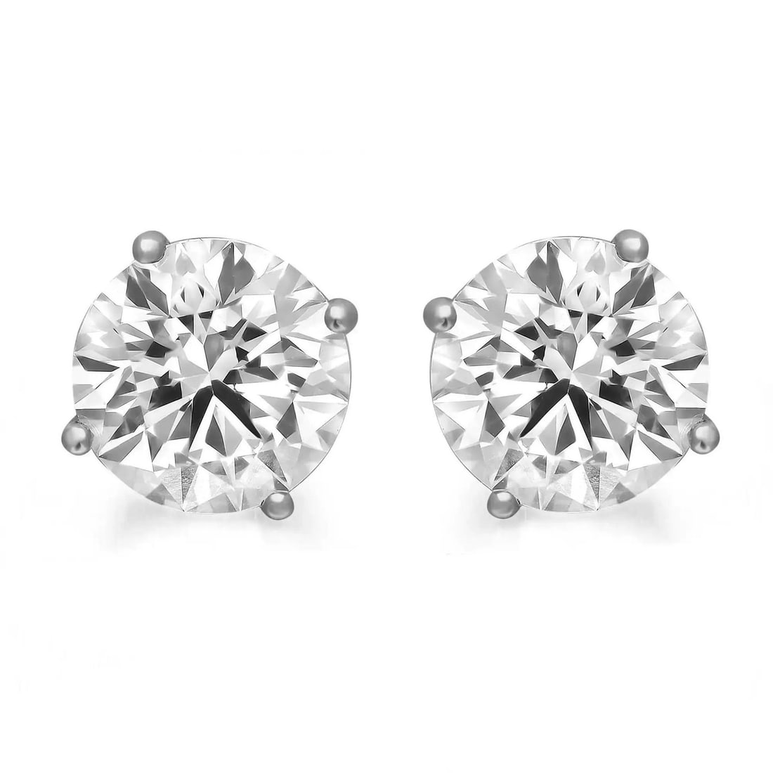Rachel Koen 3.12ct Lab Created Diamond Studs in 14k White Gold Four Prong Setting (1 of 4)