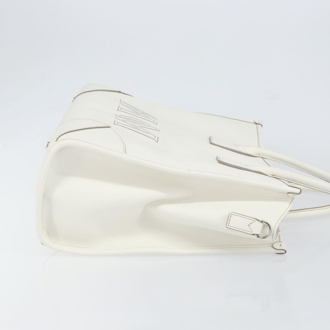 MCM White Gold Leather Hand Bag Auth MR1564 Korea - 3