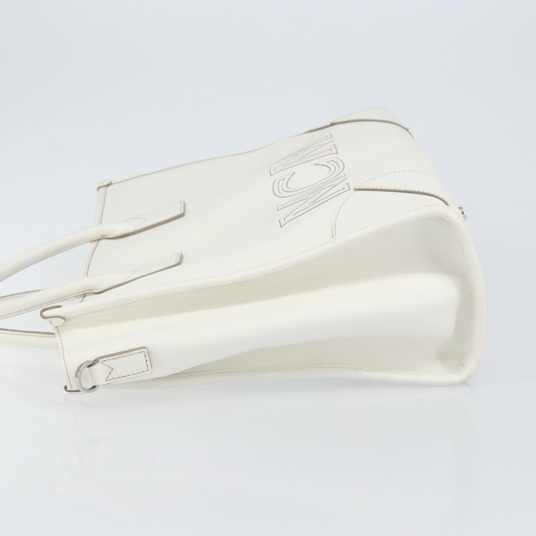 MCM White Gold Leather Hand Bag Auth MR1564 Korea - 4