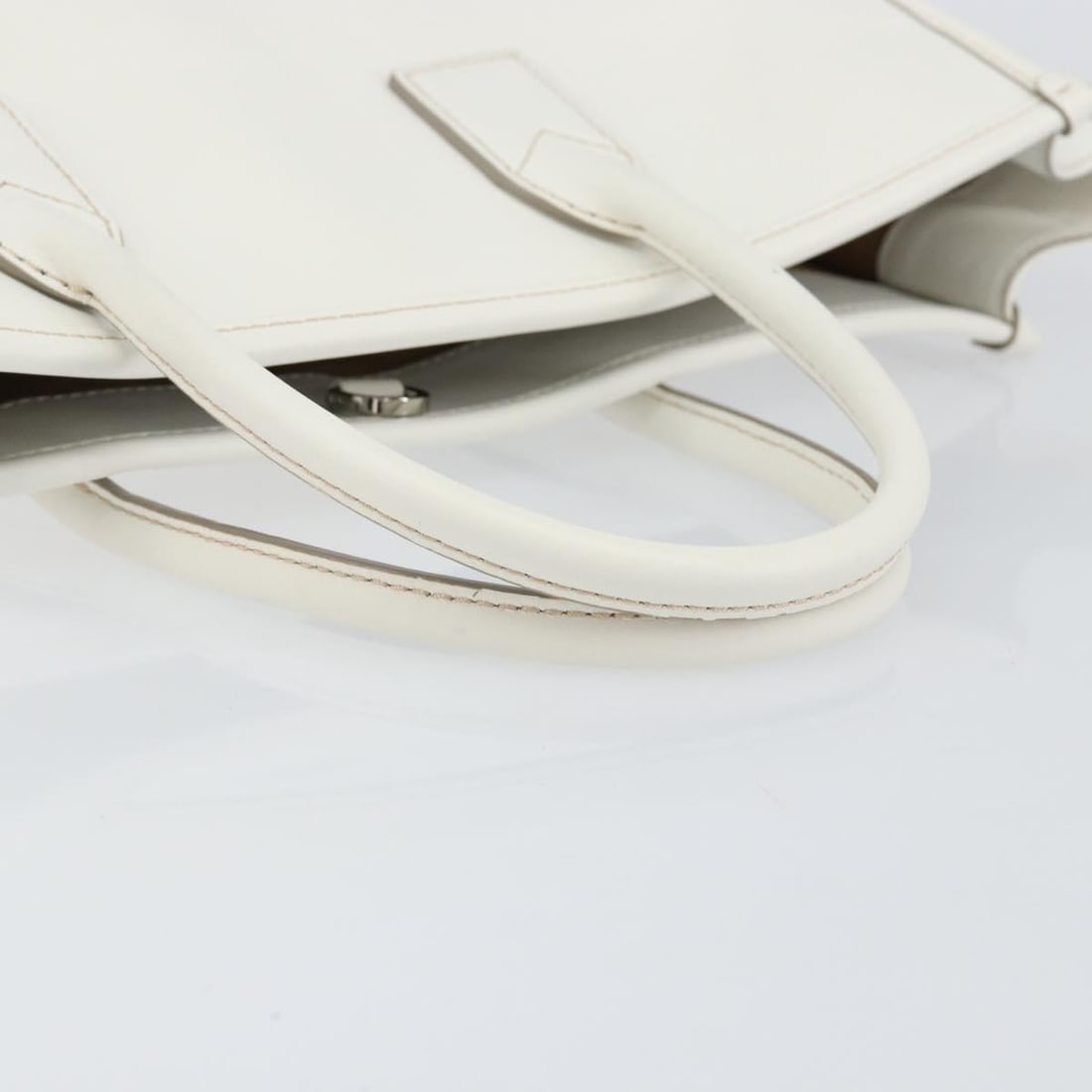 MCM White Gold Leather Hand Bag Auth MR1564 Korea - 7