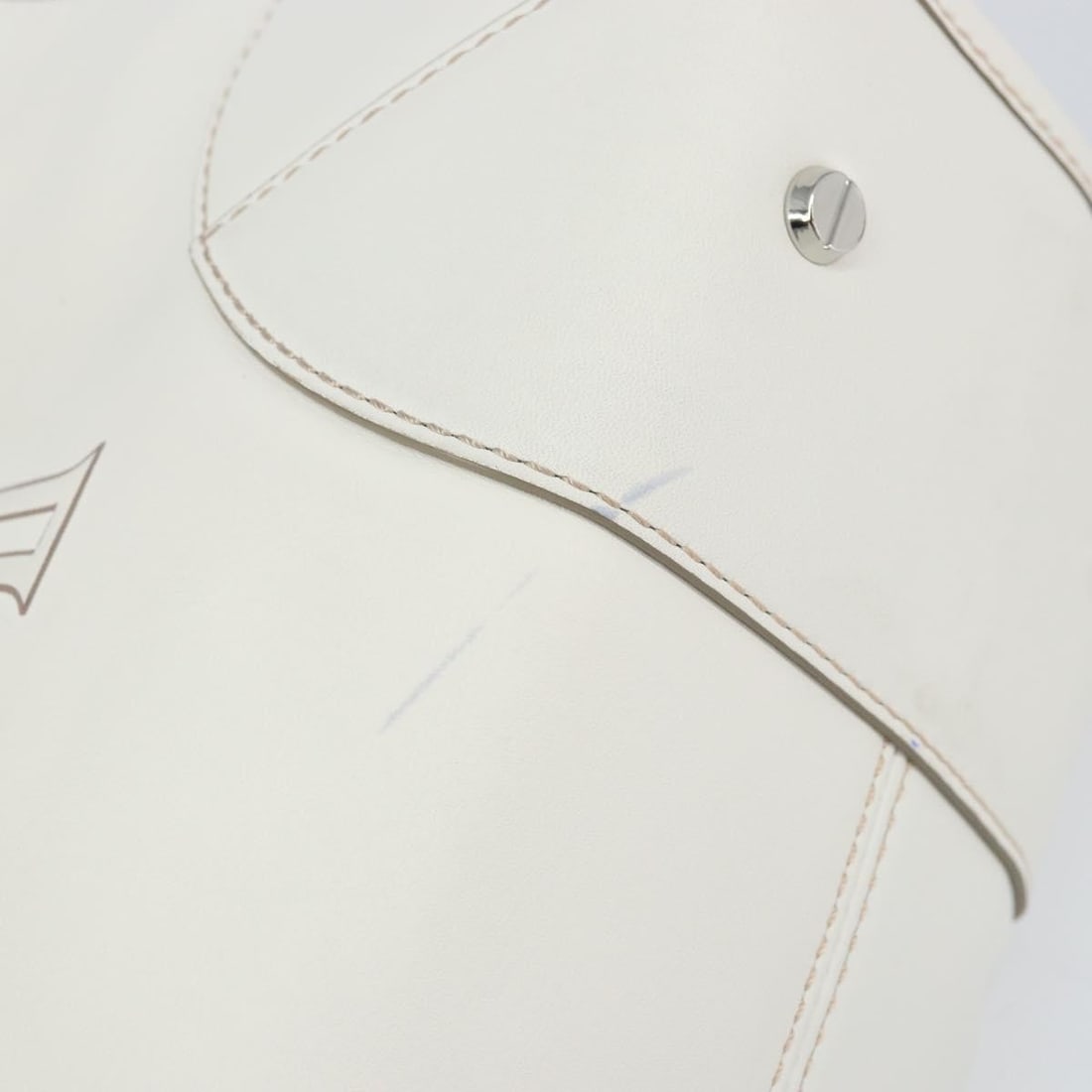 MCM White Gold Leather Hand Bag Auth MR1564 Korea - 8