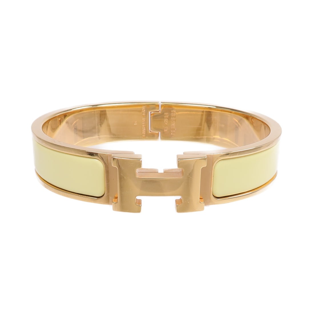 Yellow Enamel Hermes Clic H Bangle Bracelet (1 of 9)