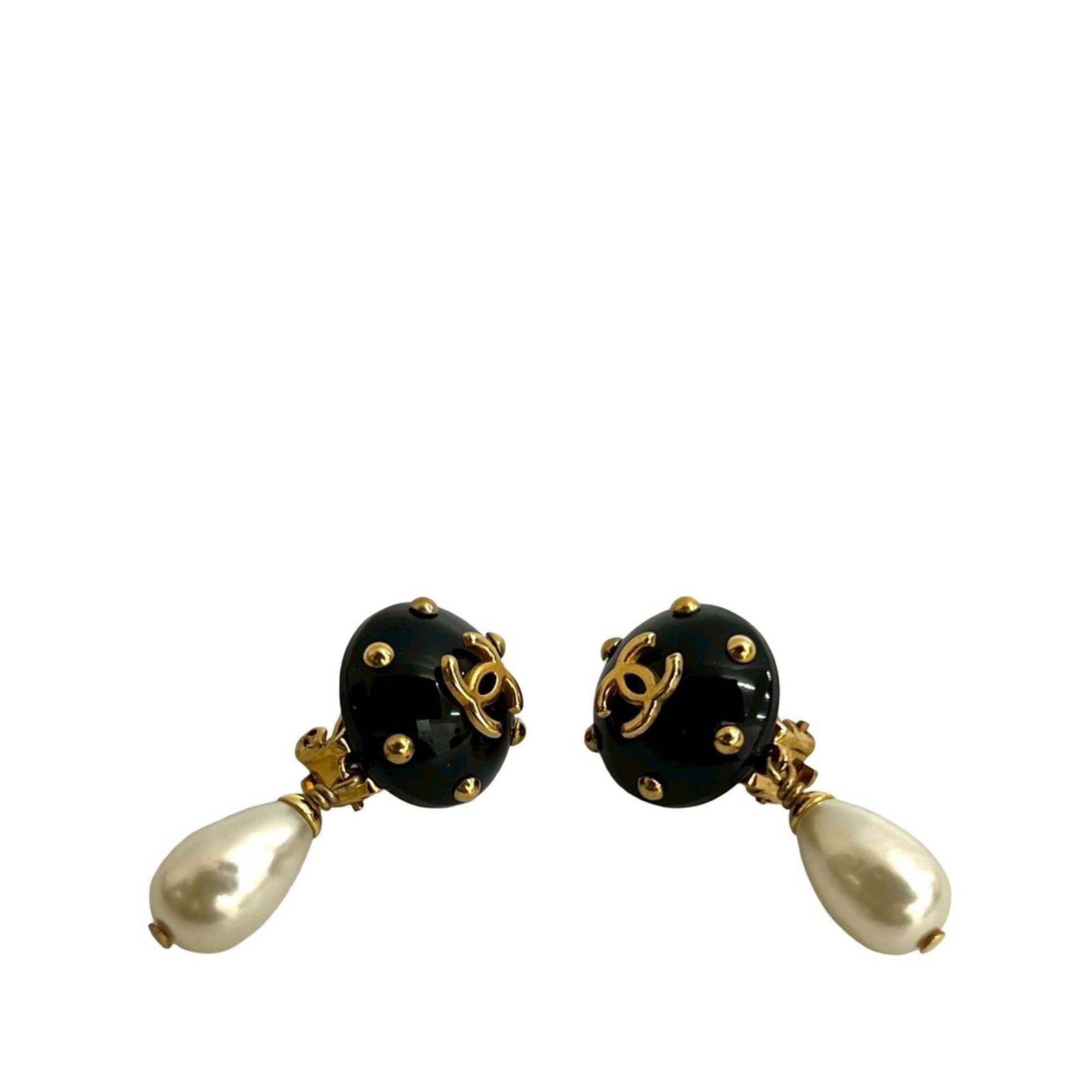 Chanel Clip On Earrings with Resin and Faux Pearl Drops (1 of 6)