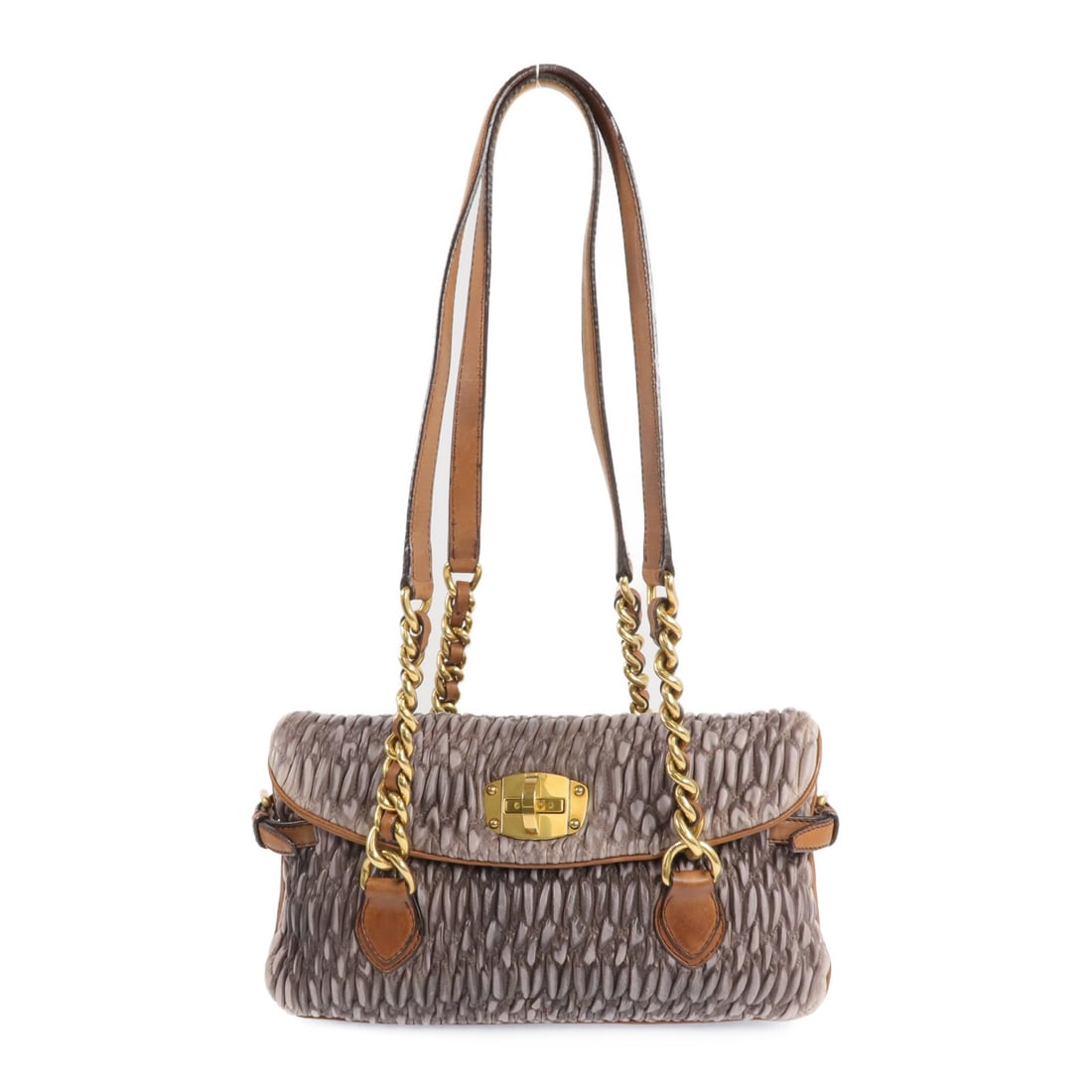 Brown Lambskin Shoulder Bag by Miu Miu with Gold Tone Hardware (1 of 18)