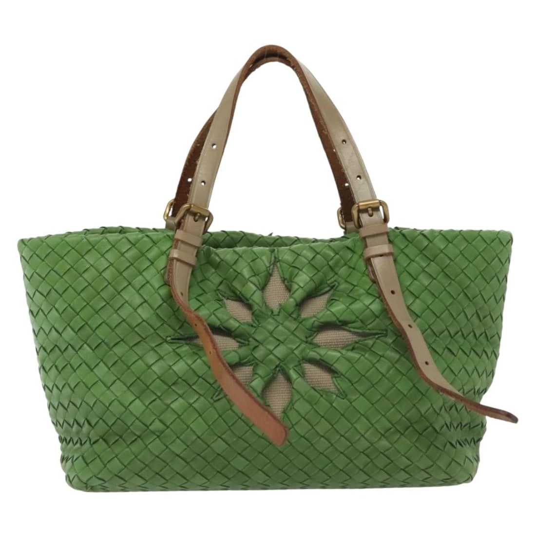 Bottega Veneta Intrecciato Green Leather Handbag 28cm by 17cm by 12cm: Bottega Veneta Intrecciato Green Leather Handbag 28cm by 17cm by 12cm This Bottega Veneta Intrecciato women's handbag is crafted from green leather featuring the brand's signature woven design. It sho