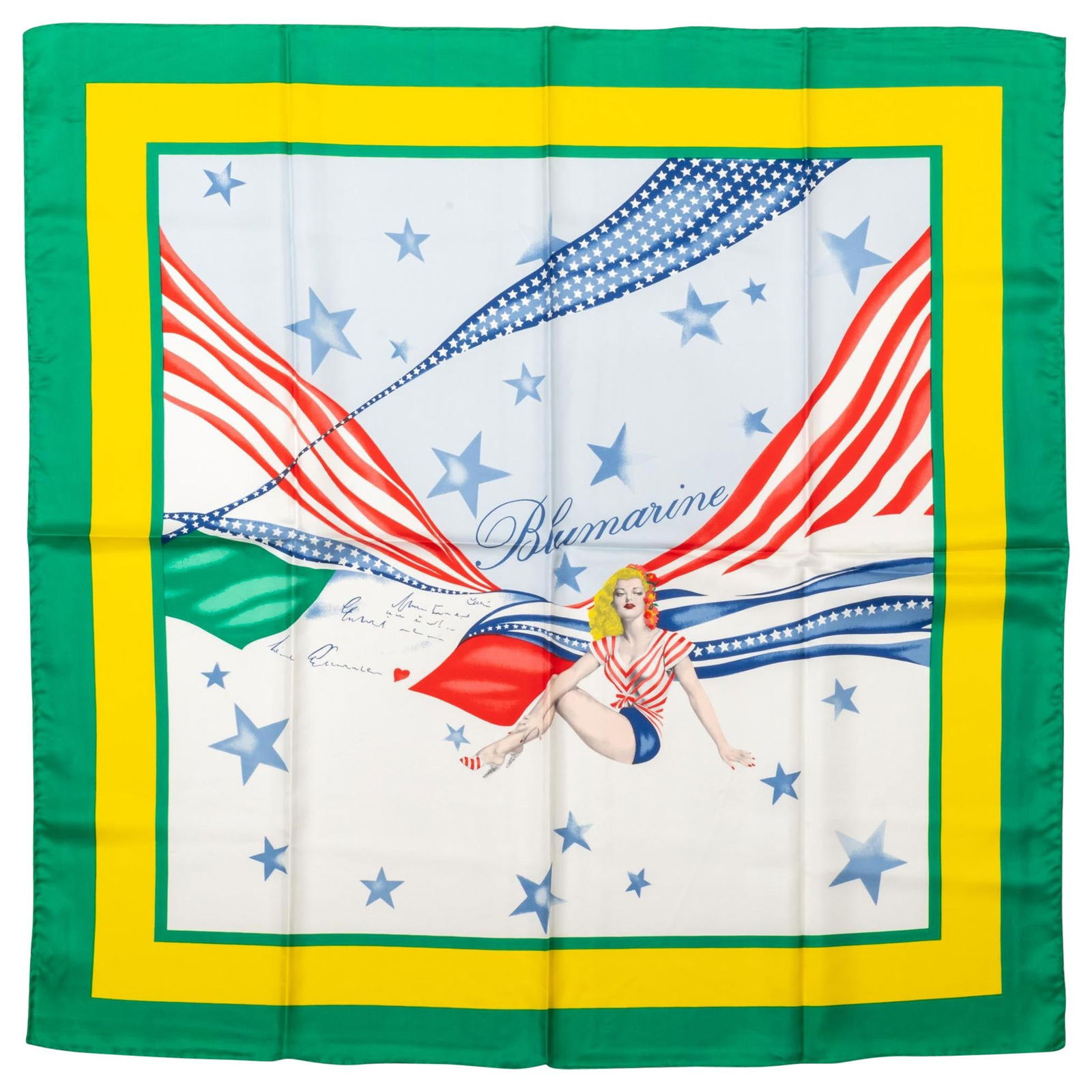 Blumarine Pin Up Flag Silk Scarf 35 in Made in Italy (1 of 4)