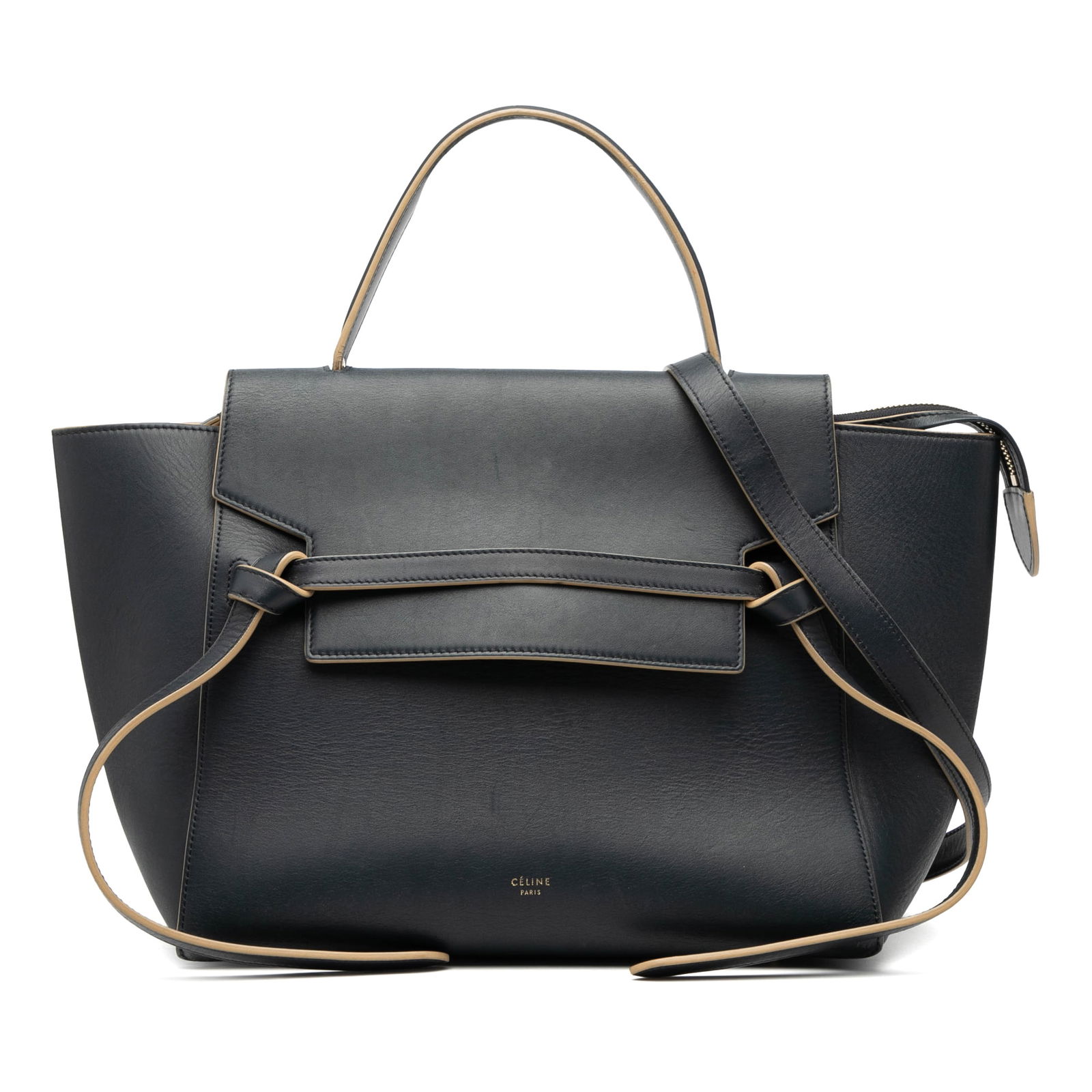 Celine Mini Belt Bag in Palmellato Calfskin Black Leather with Strap (1 of 8)