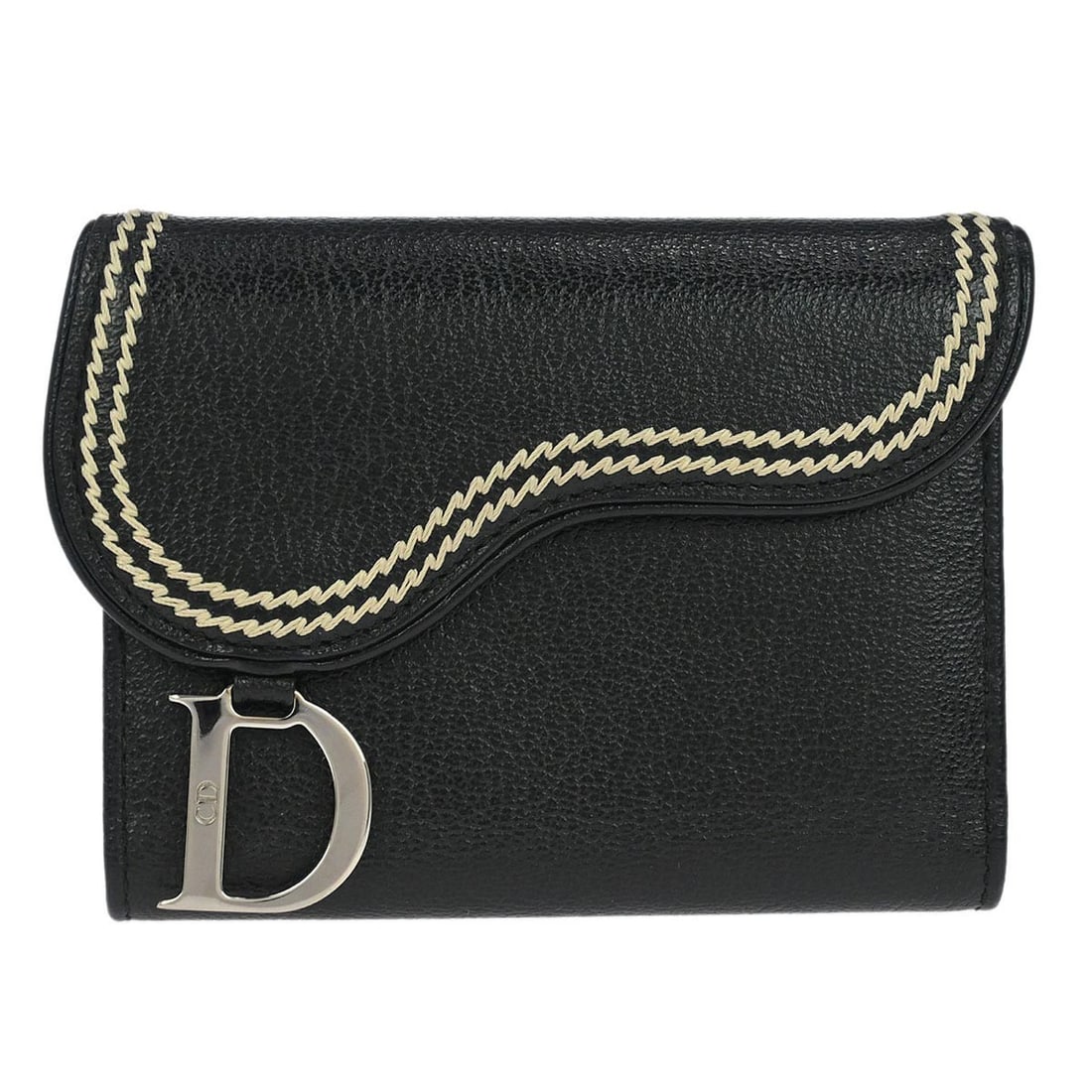 Black Leather Saddle Wallet by Christian Dior Italy Vintage: Black Leather Saddle Wallet by Christian Dior Italy Vintage This is a Christian Dior Saddle wallet crafted from black leather. The wallet features a classic design and is made in Italy. It is a vintag