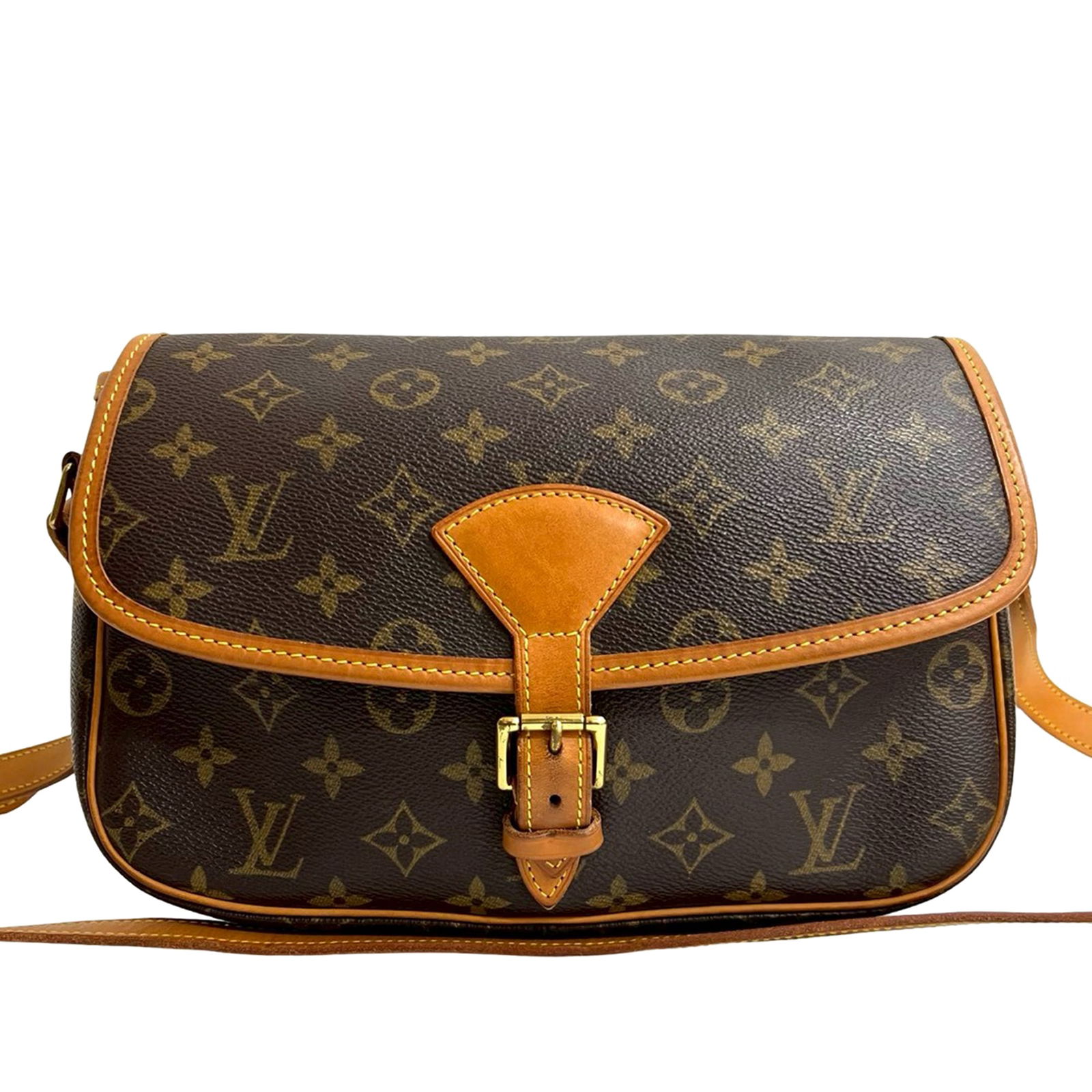 Monogram Sologne Shoulder Bag with Vachetta Trim by Louis Vuitton: Monogram Sologne Shoulder Bag with Vachetta Trim by Louis Vuitton This Louis Vuitton Monogram Sologne bag features the iconic monogram canvas with vachetta leather trim and an adjustable flat vachetta