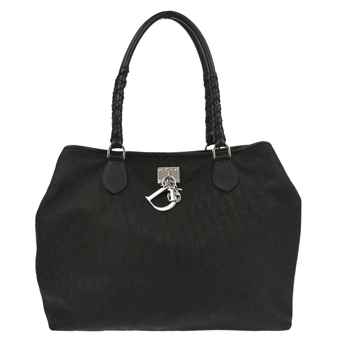 Dior Lovely Trotter Large Black Nylon and Leather Tote Bag 00-RU-0077: Dior Lovely Trotter Large Black Nylon and Leather Tote Bag 00-RU-0077 This Christian Dior Black Nylon Trotter Lovely Tote Handbag features a large size with double handles, combining leather and nylon