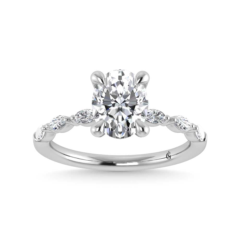 14K White Gold Lab Grown Diamond 2 1/4 Ct.Tw. Engagement Ring (IGI Certified Center 2ct) (1 of 4)