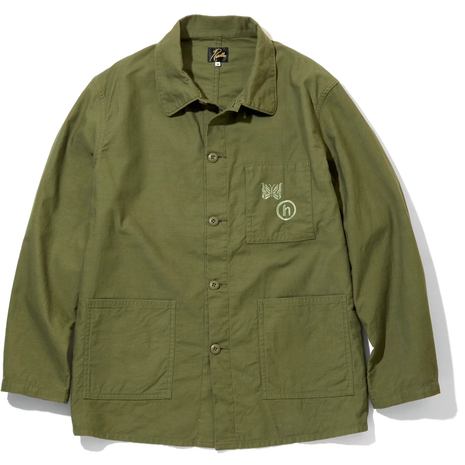 Medium Olive Coverall Jacket by Hidden and Needles Collaboration: Medium Olive Coverall Jacket by Hidden and Needles Collaboration This is an authentic Hidden x Needles olive coverall jacket in size medium. The jacket is un-used and in unworn condition. Specificatio