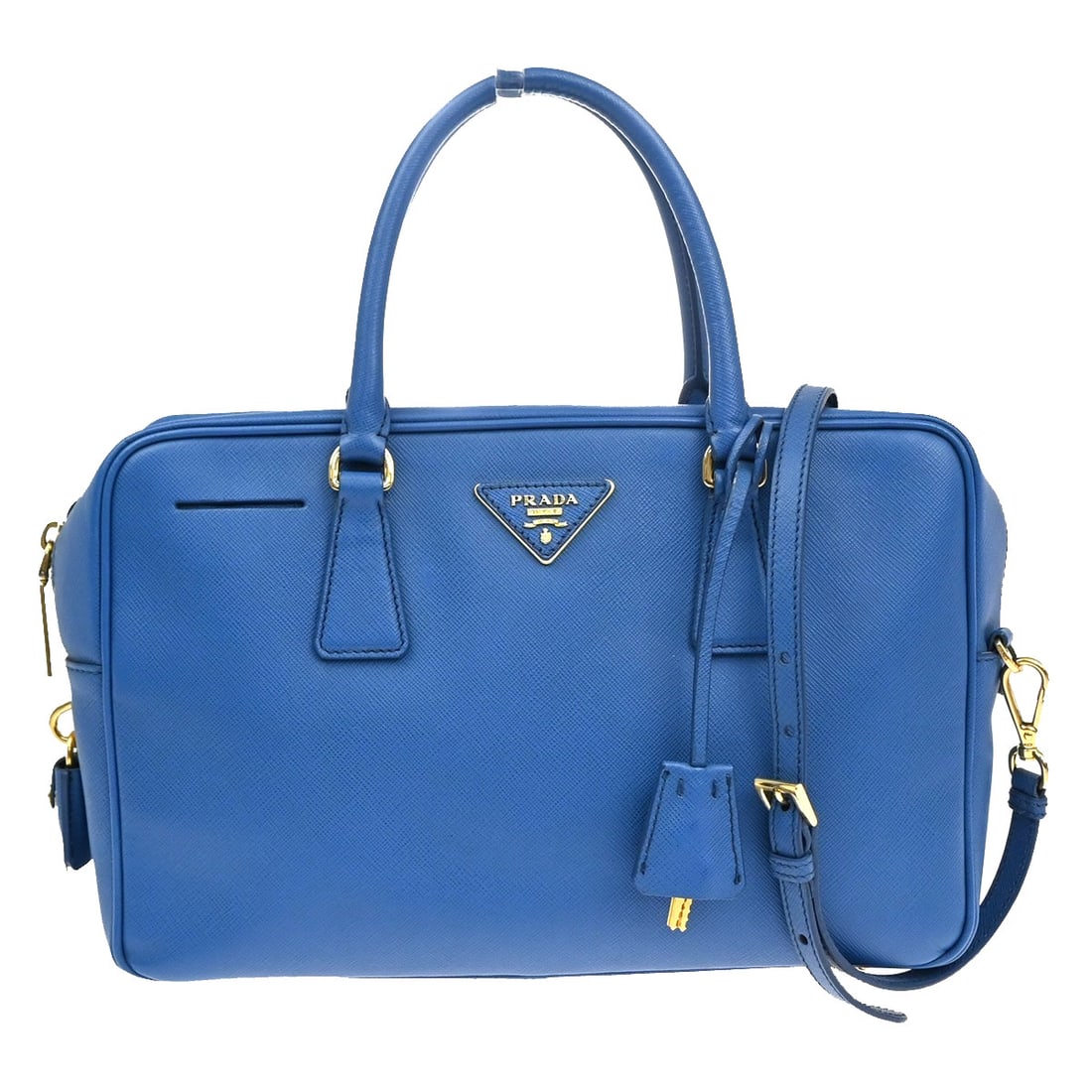 Prada Bauletto Blue Saffiano Leather Shoulder Bag for Women (1 of 18)