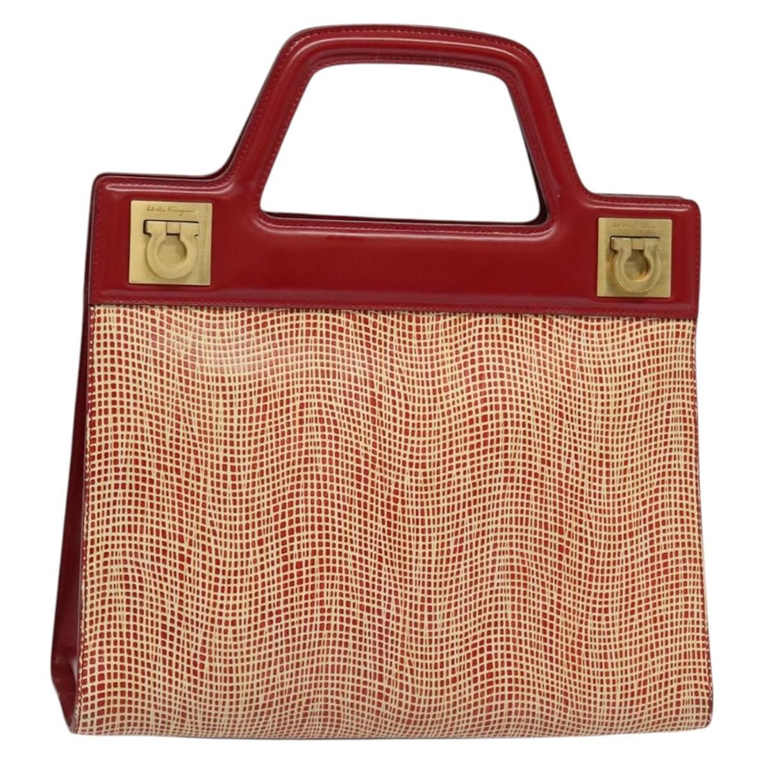 Red Leather Wanda Bag by Salvatore Ferragamo for Women: Red Leather Wanda Bag by Salvatore Ferragamo for Women This Salvatore Ferragamo Wanda handbag is crafted from red leather and designed for women. The bag features slight loss of shape, minor rubbing o