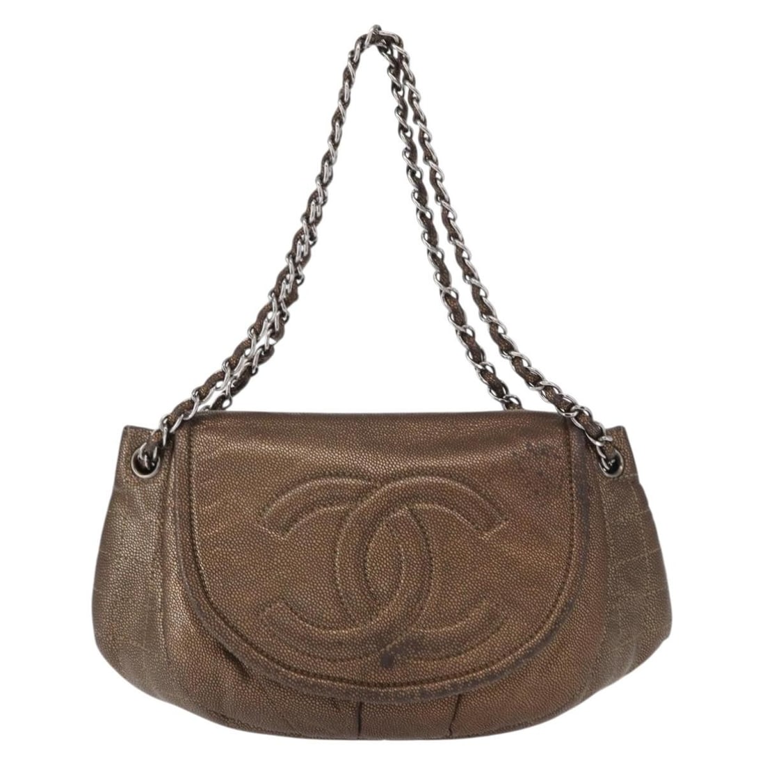 Chanel Leather Shoulder Bag Timeless Half Moon Flap Brown 35cm (1 of 18)