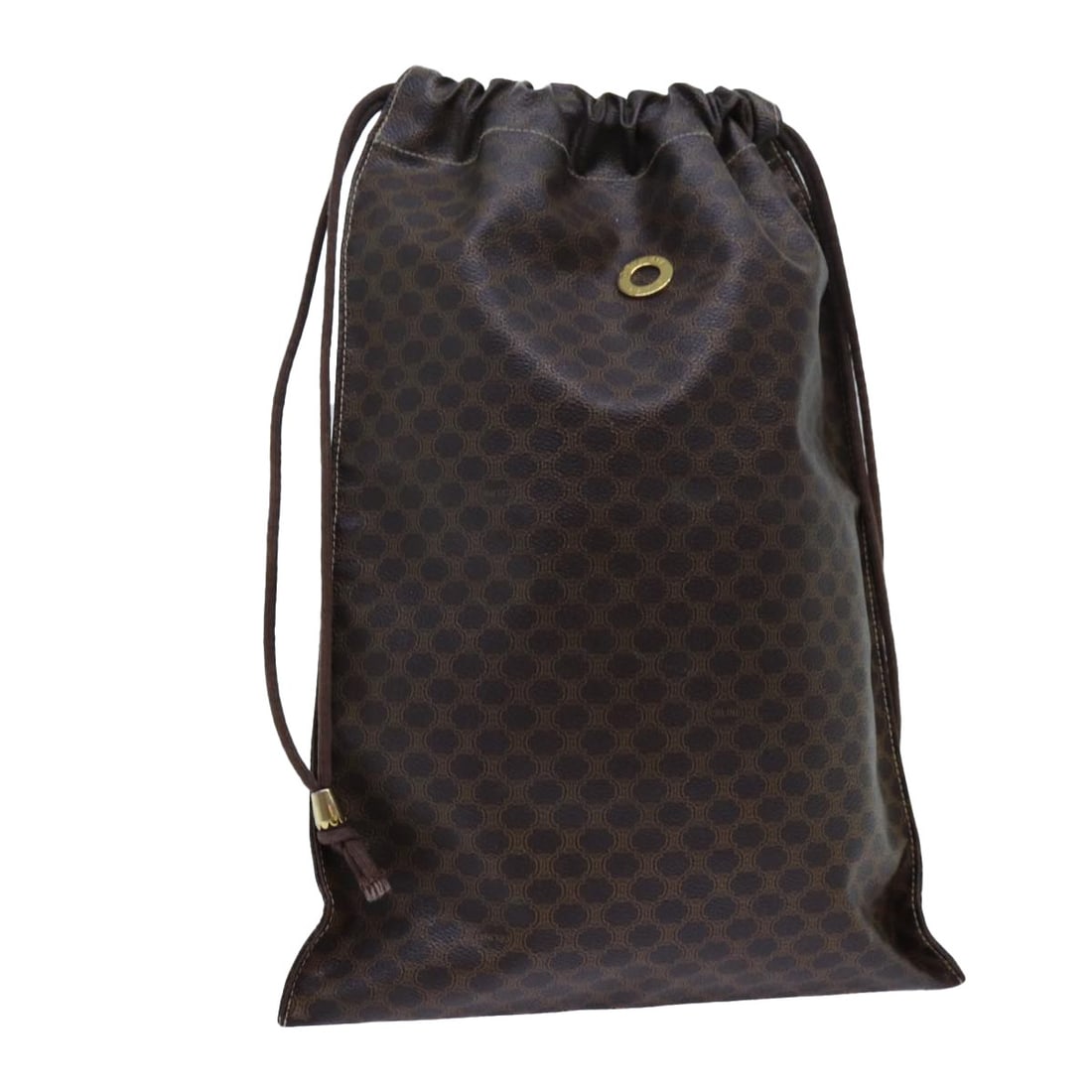 Celine Triomphe Raffia and Leather Bucket Bag: Celine Triomphe Raffia and Leather Bucket Bag The Celine Triomphe Drawstring Bucket Bag showcases a classic bucket silhouette in brown with raffia and leather accents. Designed for women, this bag fea