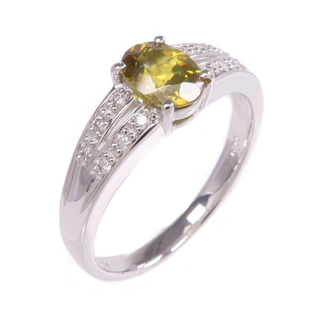 18K White Gold Sphene and Diamond Ring Size 7.5 (1 of 9)