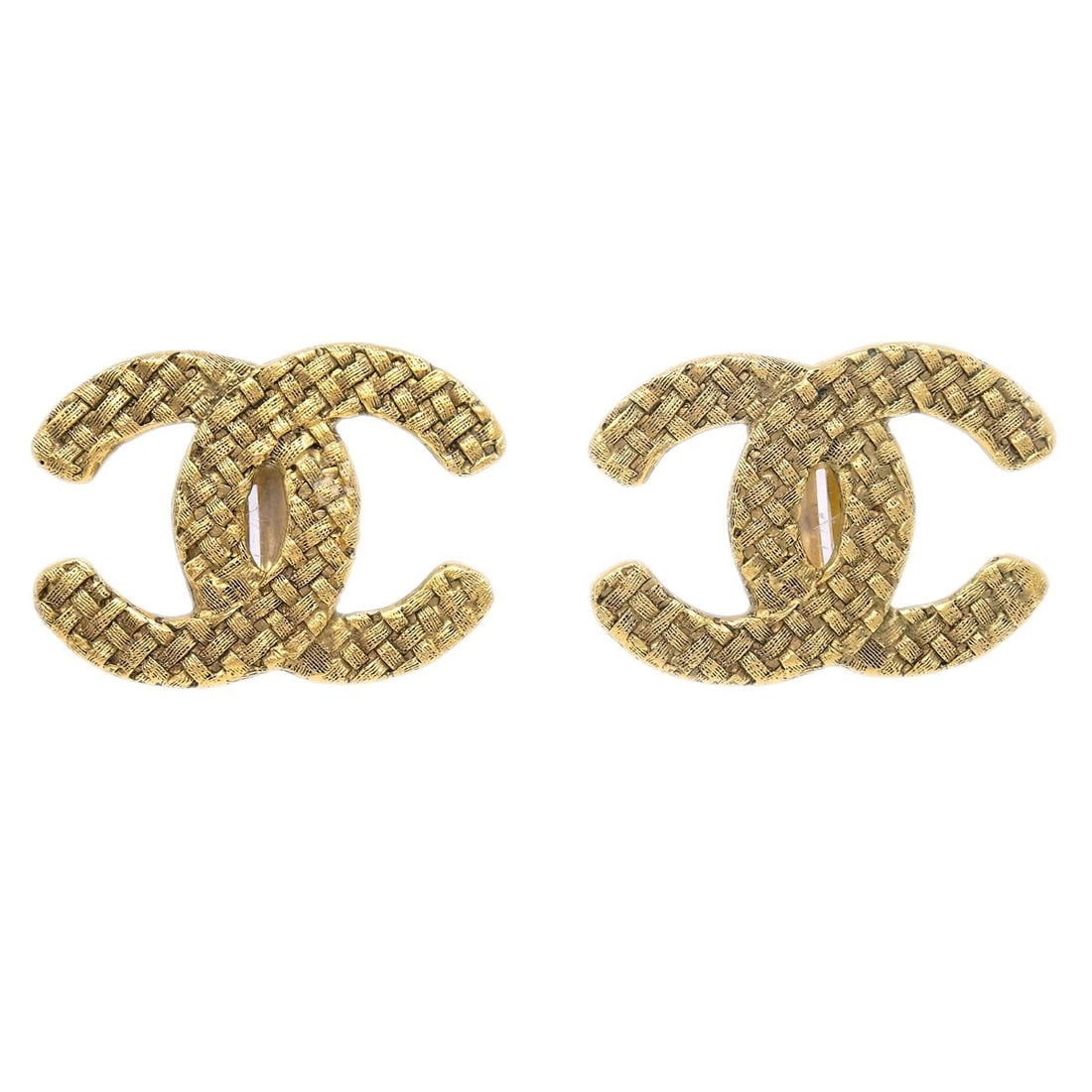 Chanel Gold Plated CC Clip-On Earrings 29 2878 (1 of 4)