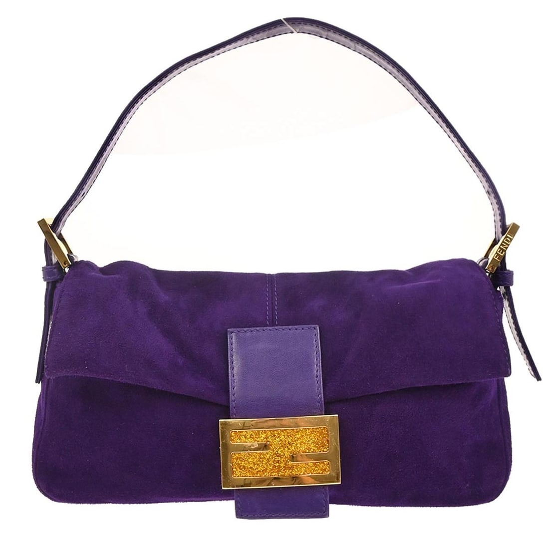 Fendi Baguette Shoulder Bag in Purple Suede with Gold Hardware (1 of 10)