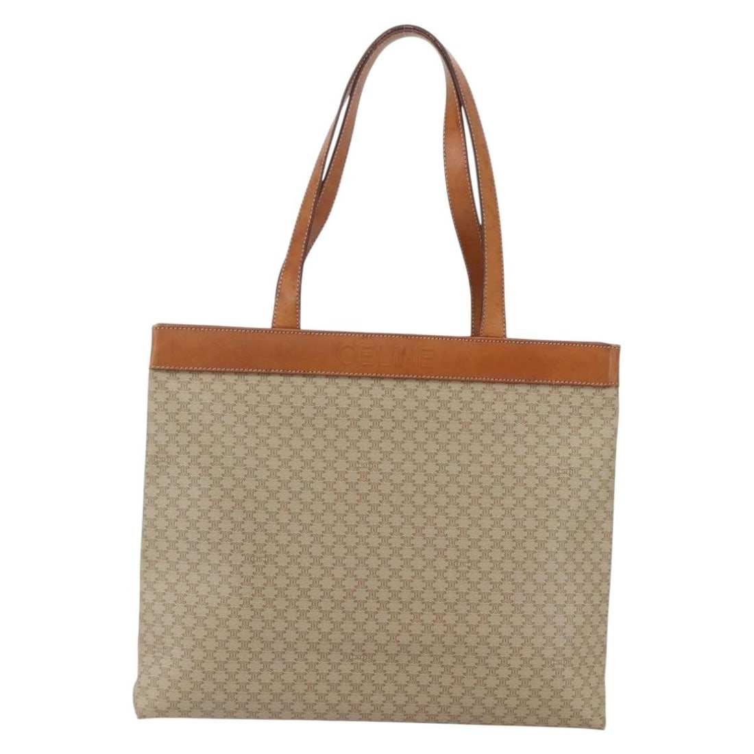 Vintage Celine Macadam Canvas and Leather Tote Bag Beige Italy: Vintage Celine Macadam Canvas and Leather Tote Bag Beige Italy This Celine Vintage Macadam Tote bag is crafted from beige canvas with leather accents. Designed for women, it features a spacious interi
