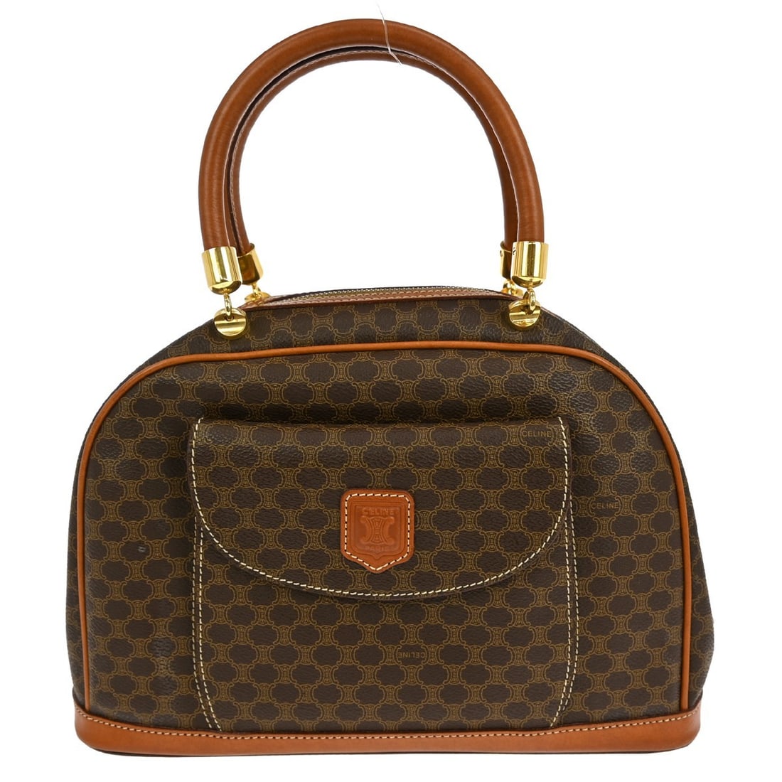 Celine Macadam Brown Leather PVC Medium Top Handle Bag MC98/2 (1 of 9)