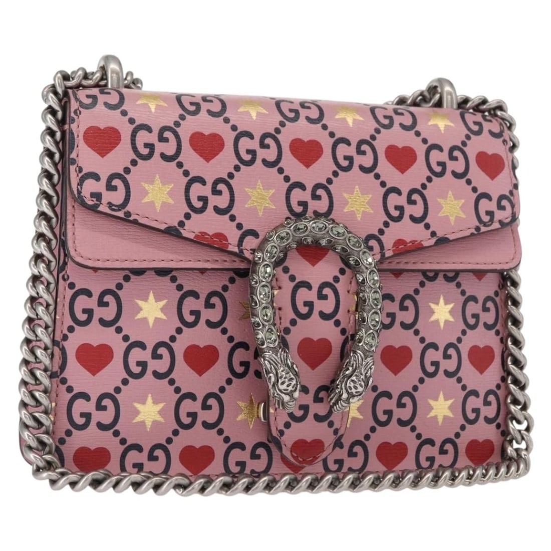 GUCCI Dionysus Pink Leather Shoulder Bag 421970 Authentic: GUCCI Dionysus Pink Leather Shoulder Bag 421970 Authentic This exquisite GUCCI Dionysus Chain Shoulder Bag is crafted from high-quality leather in a vibrant pink hue, making it a striking addition to