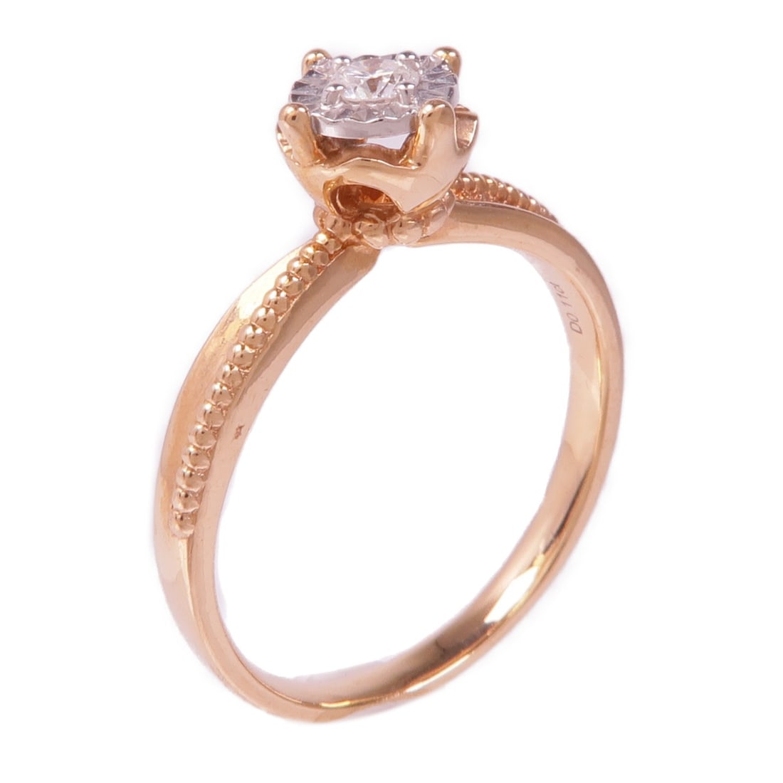 JEWELRY Diamond Ring in 18K Rose Gold Size 7.25: JEWELRY Diamond Ring in 18K Rose Gold Size 7.25 This exquisite ring features a stunning diamond set in luxurious 18K pink gold (K18PG). The clear brilliance of the diamond beautifully complements the