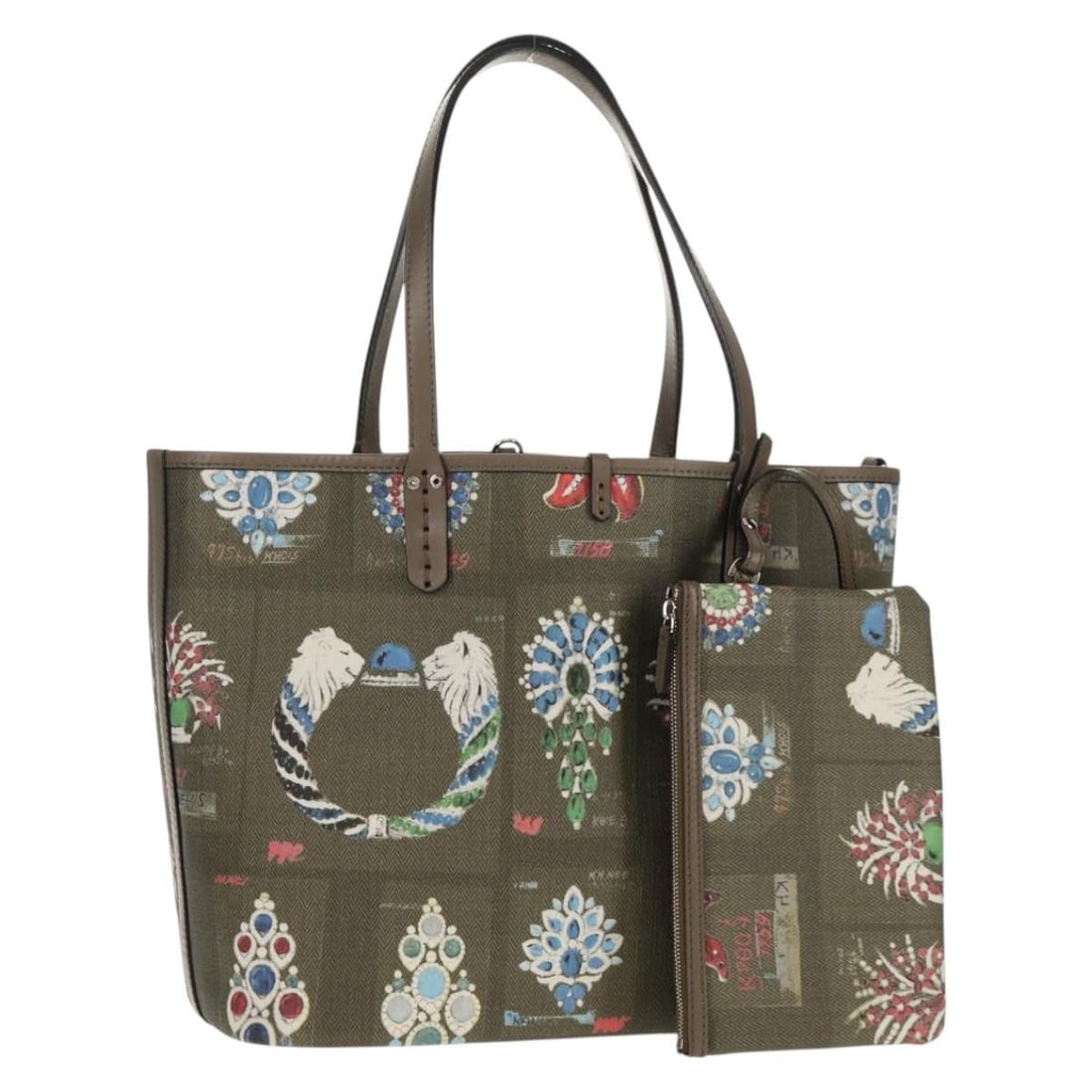 BVLGARI Gray Leather Tote Bag with Pouch Auth BA7359V (1 of 18)