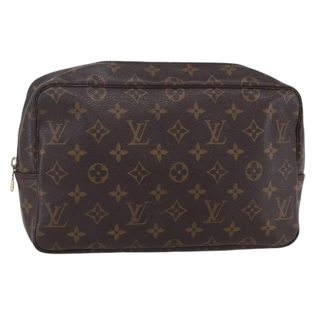 Louis Vuitton Monogram Canvas Trousse Toilette Cosmetic Pouch: Louis Vuitton Monogram Canvas Trousse Toilette Cosmetic Pouch The Louis Vuitton Trousse Toilette is crafted from the brand's signature monogram canvas in brown. Designed for women, this cosmetic pouch