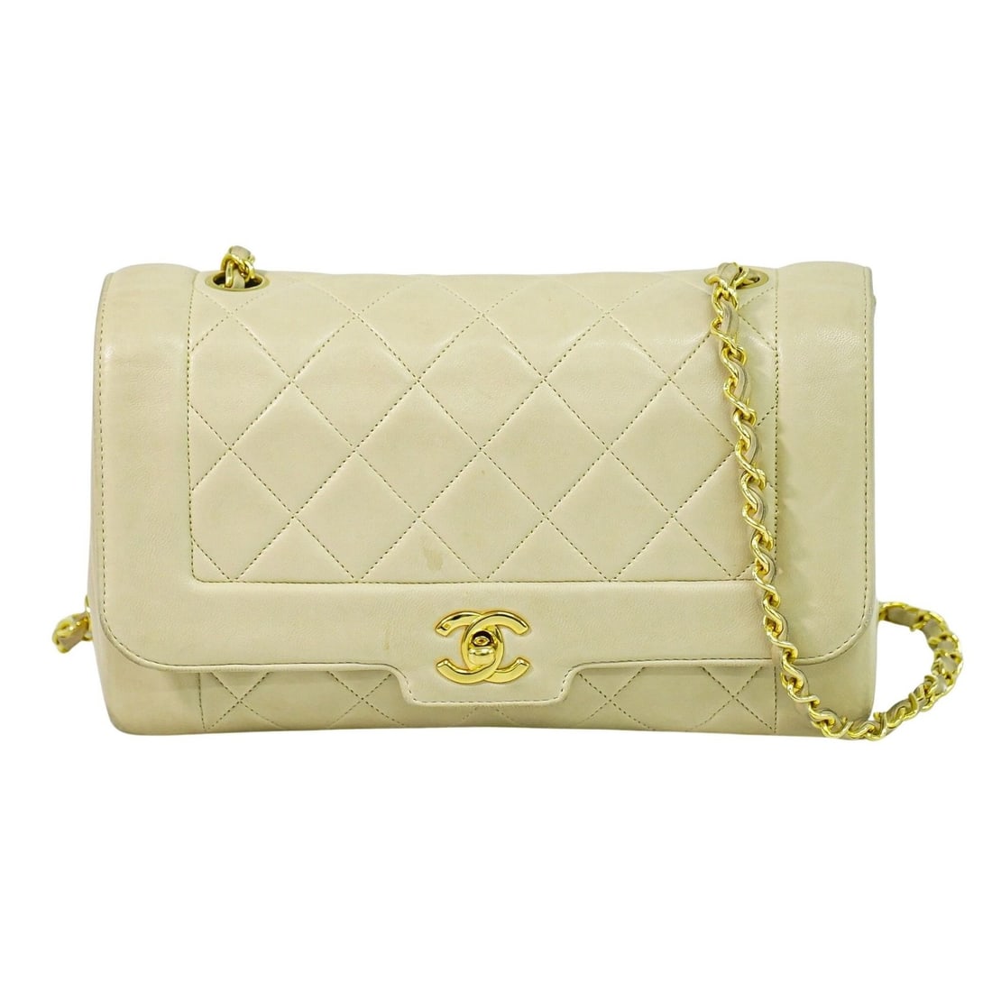 Chanel Beige Lambskin Quilted Flap Bag Vintage CC Chain (1 of 18)