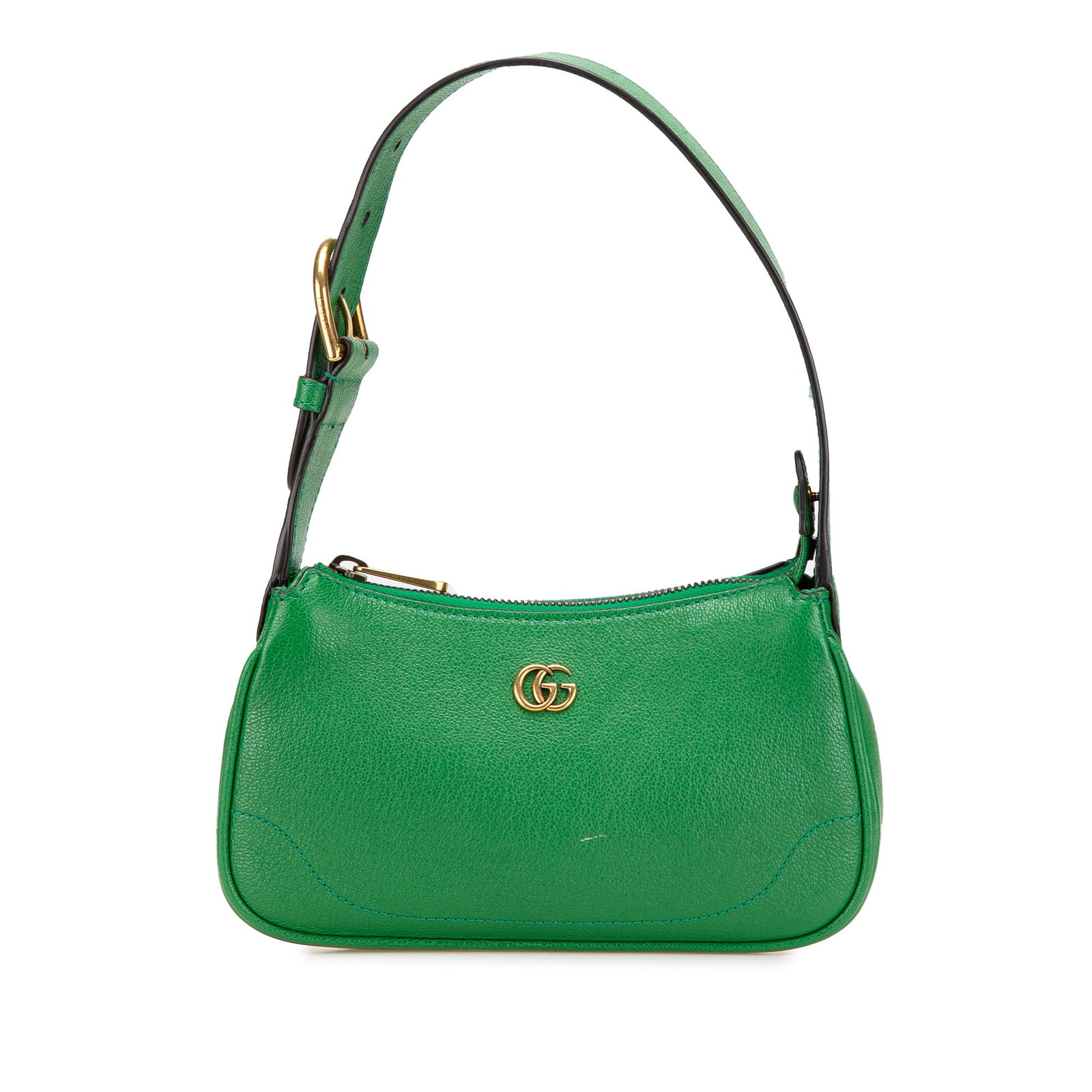 Gucci Mini Leather Aphrodite Green Shoulder Bag from Italy: Gucci Mini Leather Aphrodite Green Shoulder Bag from Italy Introducing the Gucci Mini Leather Aphrodite Shoulder Bag, a stylish accessory that combines luxury with practicality. This bag features a hi