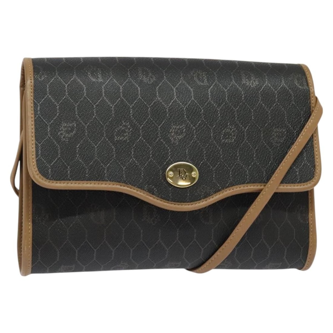 Christian Dior Honeycomb Canvas Crossbody Bag Vintage Style: Christian Dior Honeycomb Canvas Crossbody Bag Vintage Style This Christian Dior Vintage Honeycomb Flap Crossbody Bag for women features a black coated canvas exterior with a flap design. It includes a