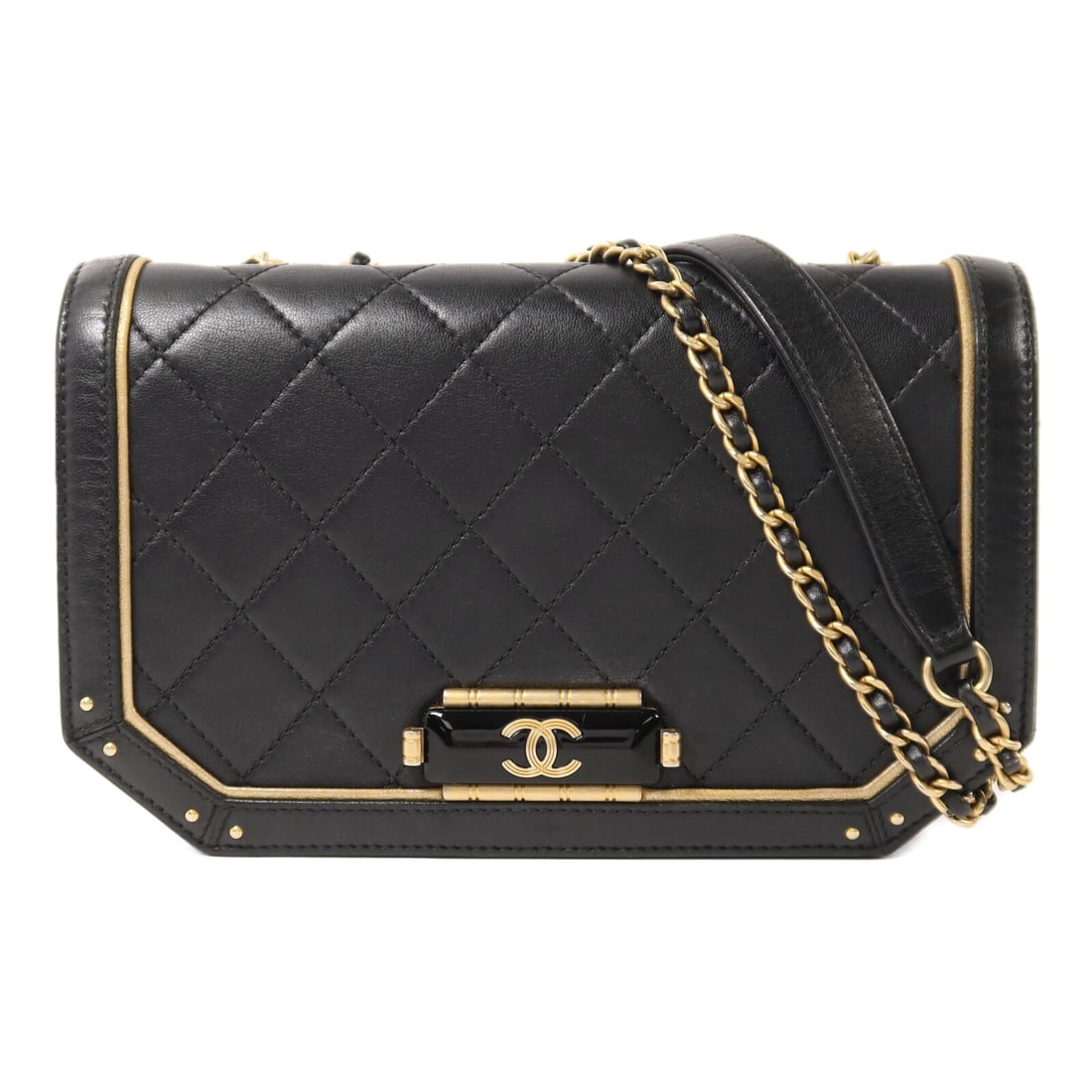 Black Lambskin Leather Chanel CC Shoulder Bag with Gold Hardware (1 of 15)