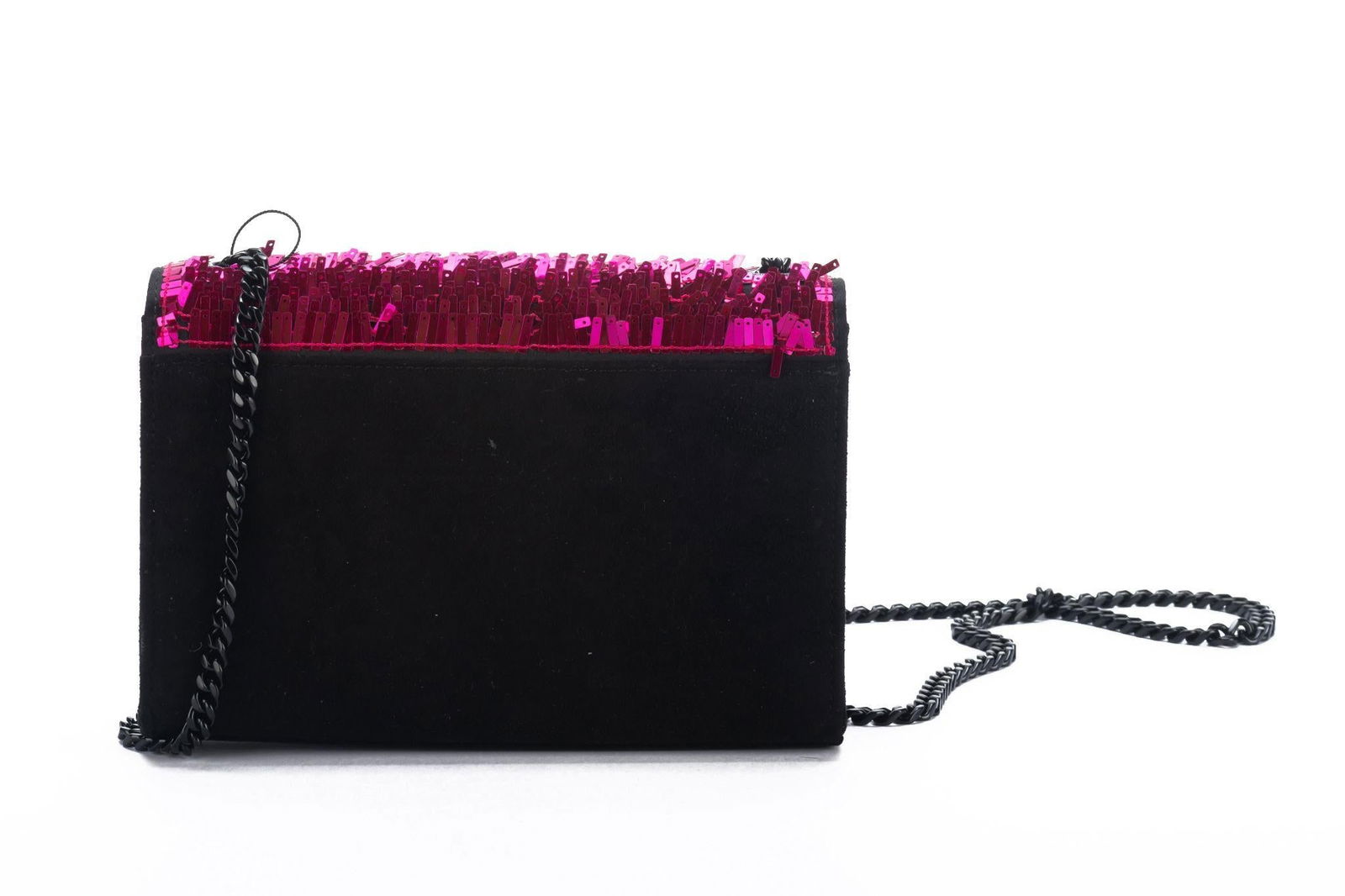 Yves Saint Laurent Fuchsia Sequin Black Suede Crossbody Bag - 4