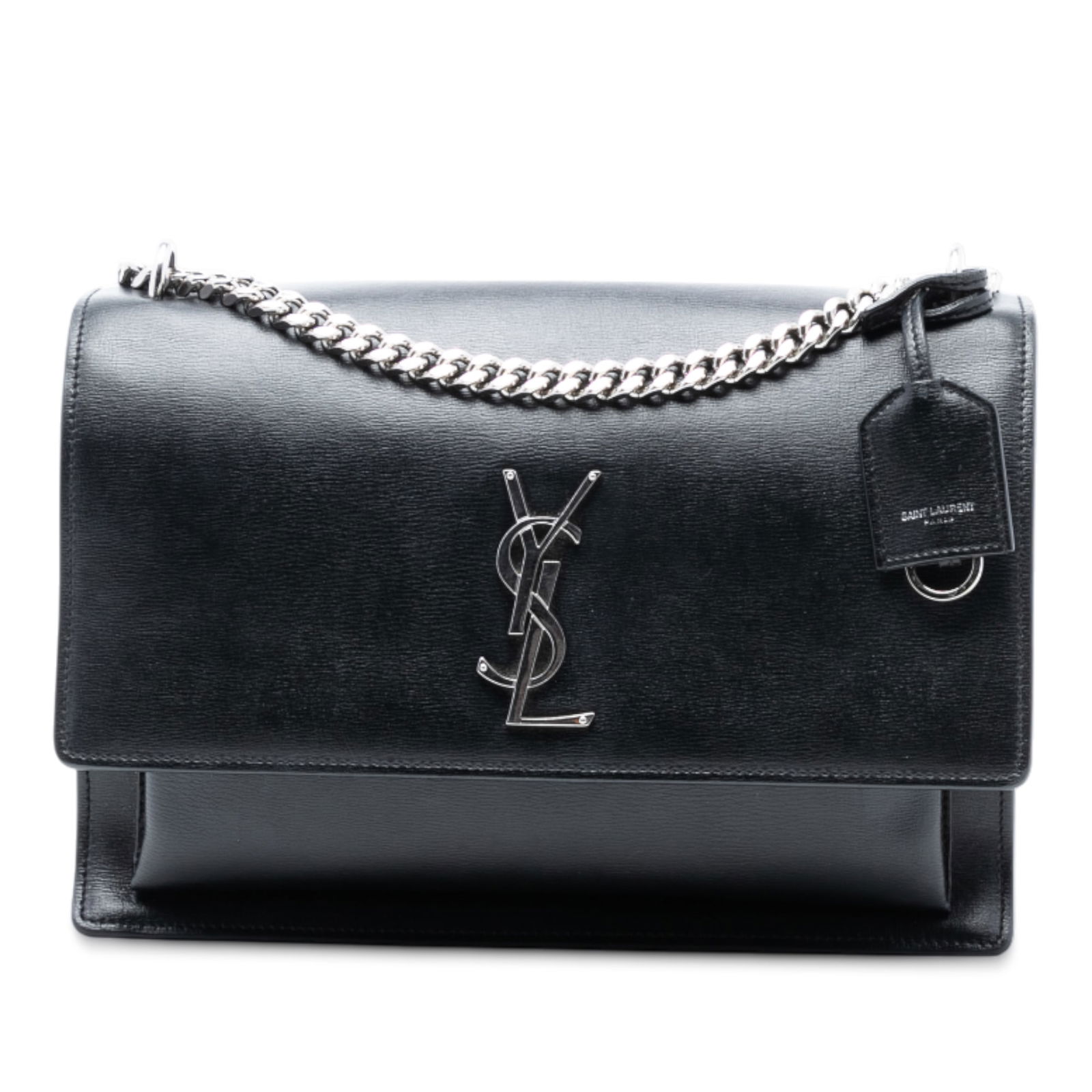 Saint Laurent Monogram Sunset Large Black Leather Chain Shoulder Bag (1 of 7)