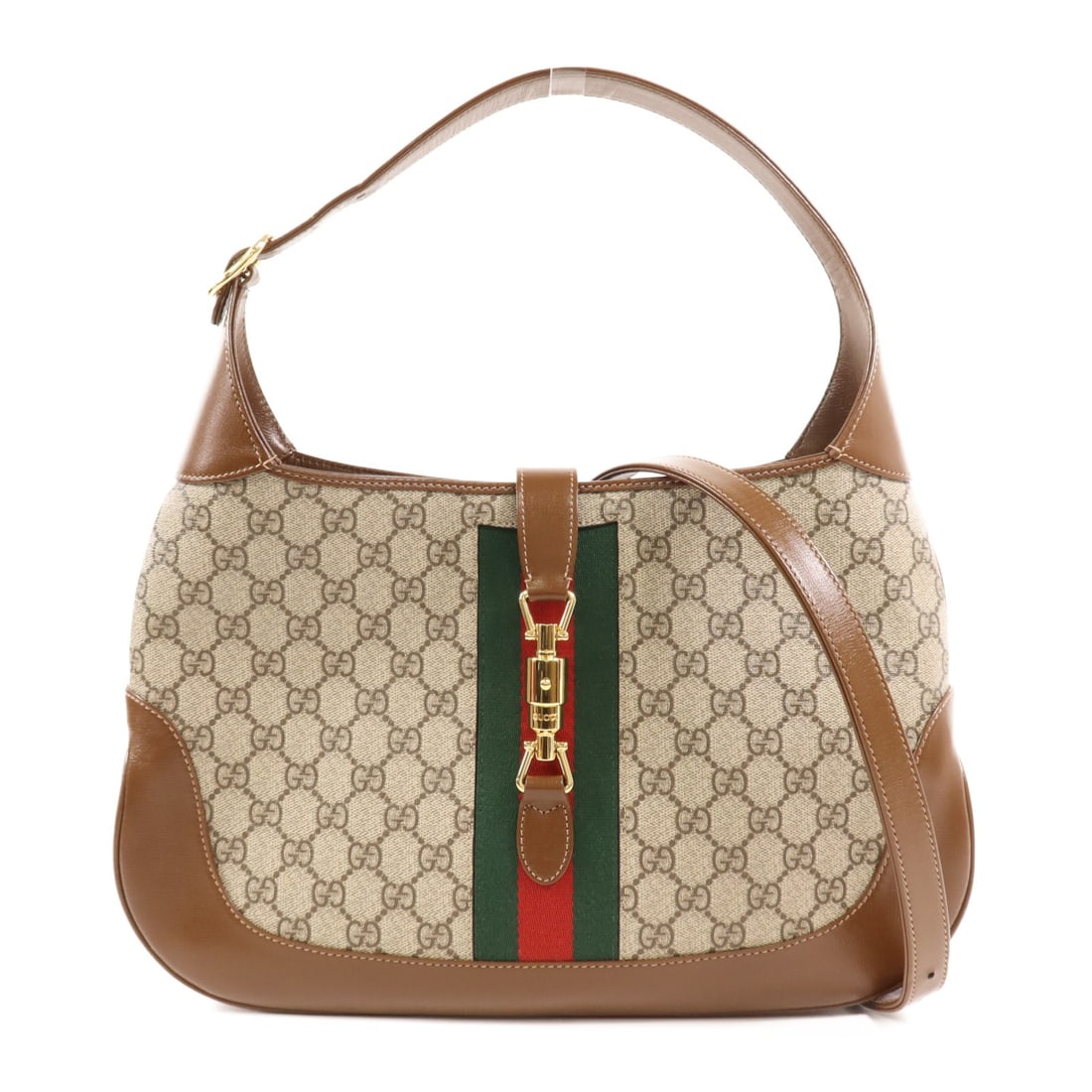 GUCCI GG Jackie 1961 Medium 2 Way Shoulder Bag Brown Coated Canvas (1 of 14)