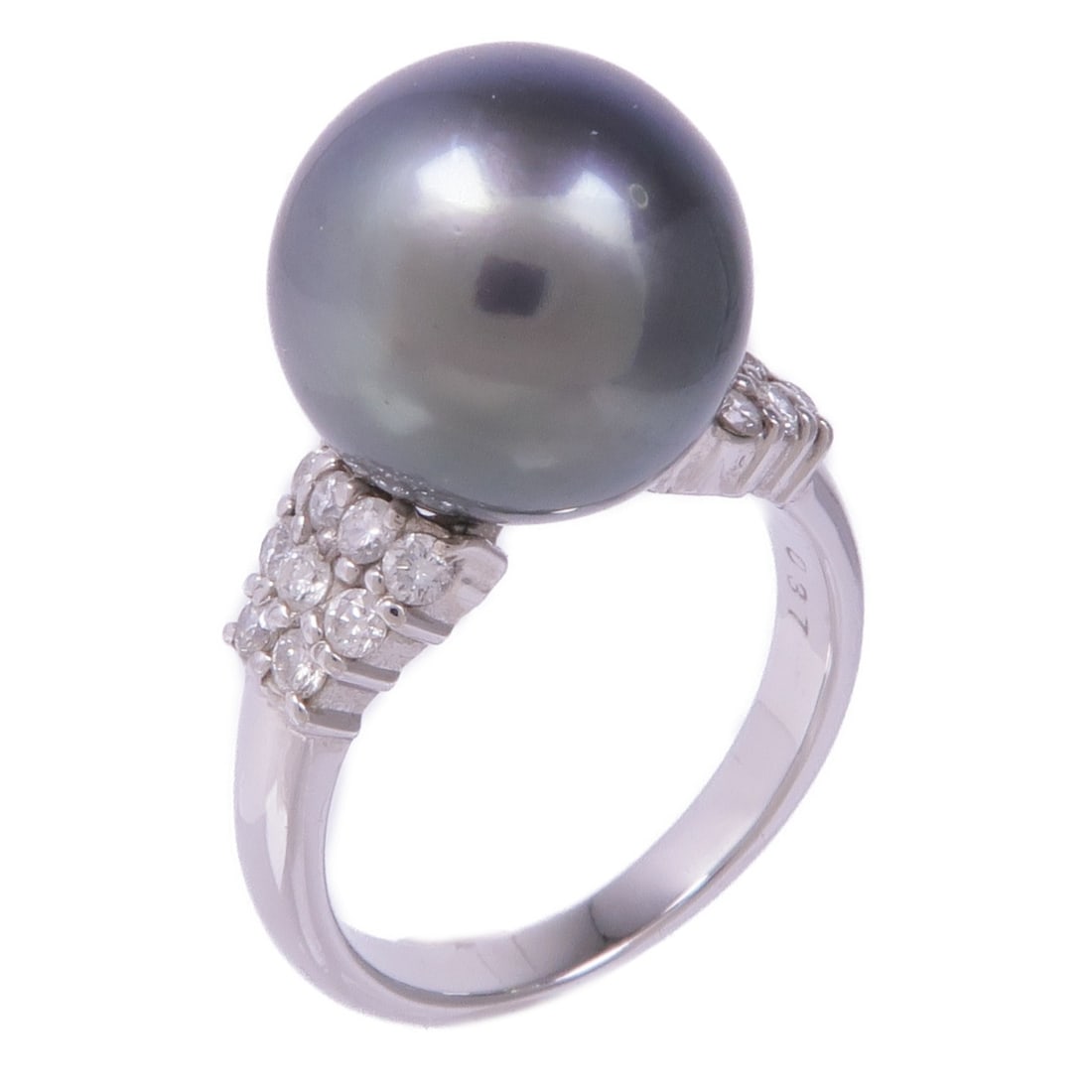 JEWELRY Black Pearl Ring in PT900 Platinum Size 5.5 (1 of 8)