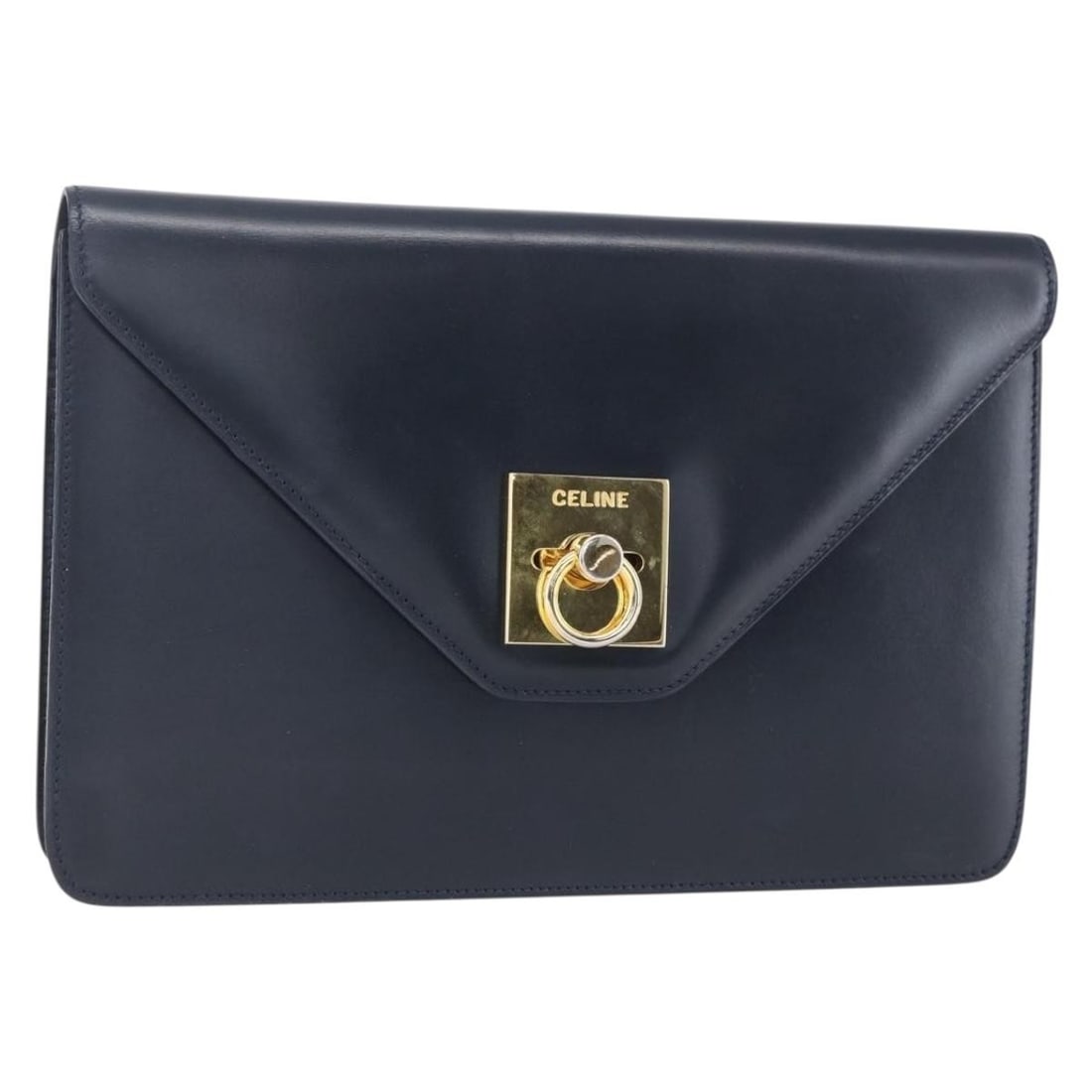 CELINE Leather Clutch Bag Black Gold Made in Italy: CELINE Leather Clutch Bag Black Gold Made in Italy This elegant CELINE clutch bag is crafted from high-quality black leather with stunning gold accents, making it a timeless accessory for any occasion