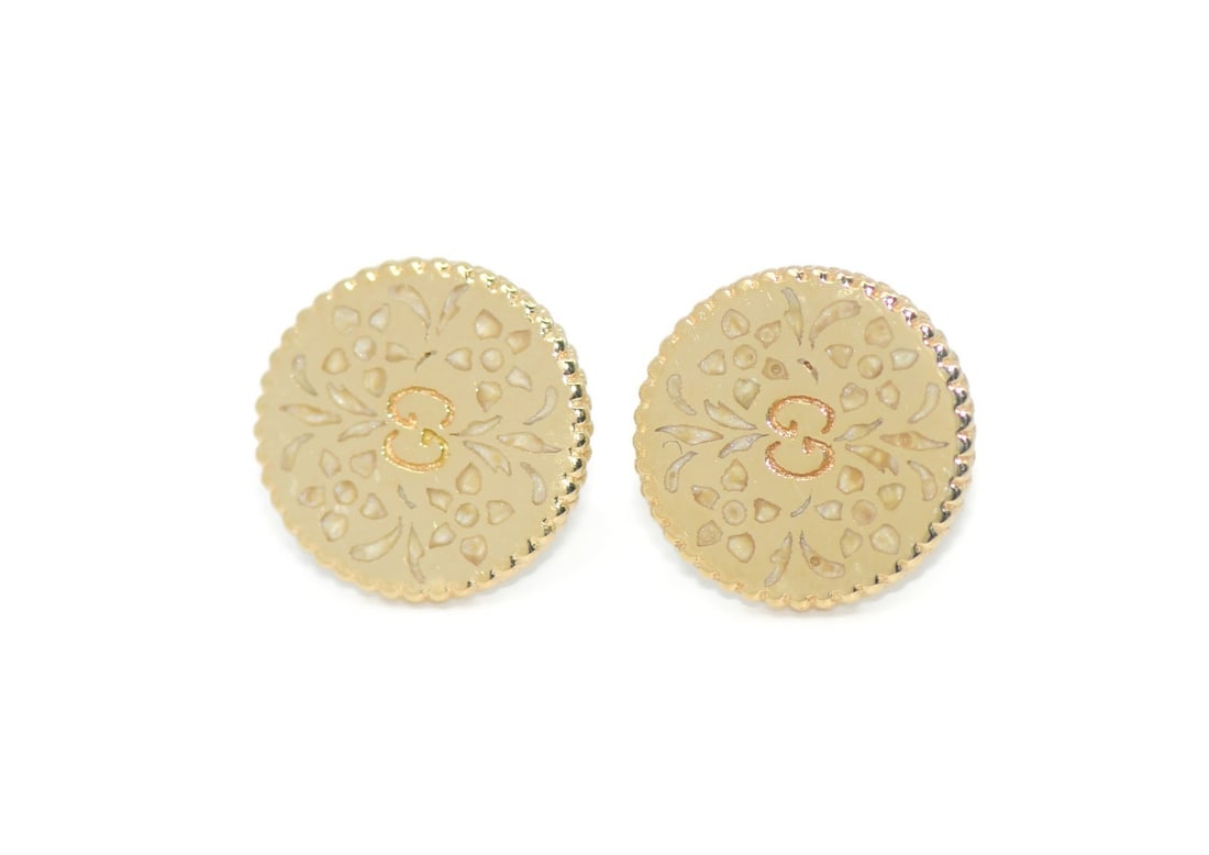 18k Yellow Gold Stud Earrings by Gucci 11mm Italian Design (1 of 3)