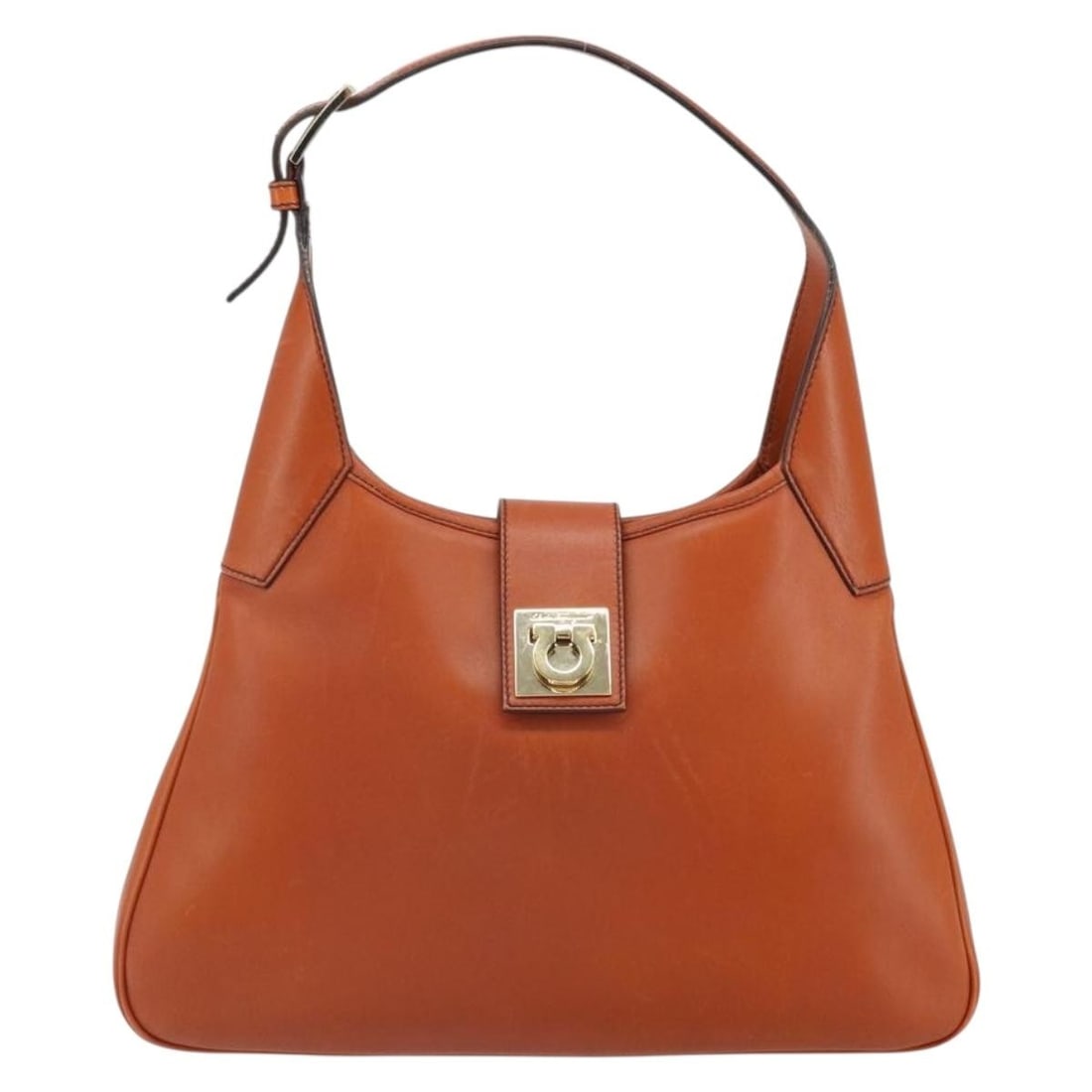 Brown Leather Shoulder Bag by Salvatore Ferragamo Gancini (1 of 18)