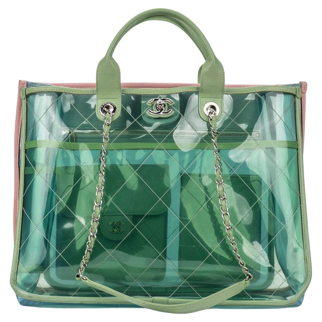 Chanel Coco Splash Shopping Tote PVC Lambskin Trim Collection #25 2018: Chanel Coco Splash Shopping Tote PVC Lambskin Trim Collection #25 2018 The Chanel Coco Splash Shopping Tote is a stylish and functional accessory crafted from quilted PVC. This multicolored tote featu
