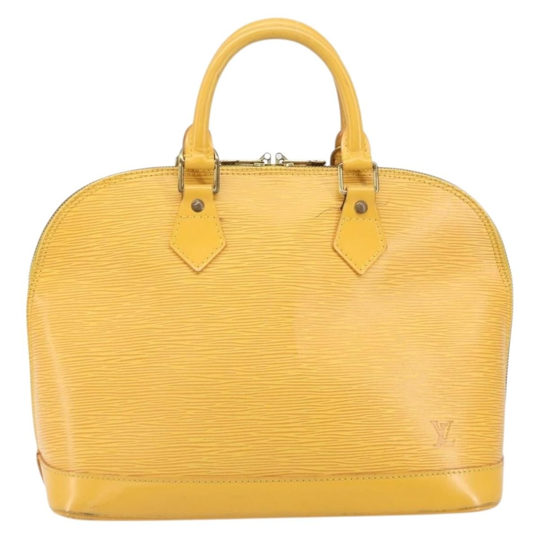 Yellow Epi Leather Alma Bag by Louis Vuitton 31cm x 24cm x 17cm: Yellow Epi Leather Alma Bag by Louis Vuitton 31cm x 24cm x 17cm Louis Vuitton Alma handbag crafted from yellow Epi leather, designed for women. This handbag features a structured silhouette with metal