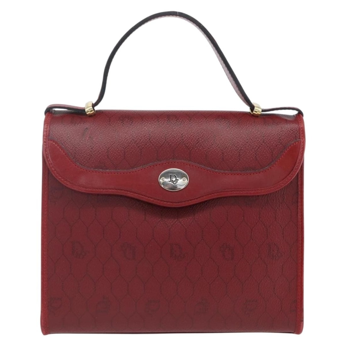 Vintage Honeycomb Red Canvas and Leather Christian Dior Handbag: Vintage Honeycomb Red Canvas and Leather Christian Dior Handbag This Christian Dior vintage Honeycomb handbag features a red canvas exterior with leather accents. Designed for women, the bag exhibits