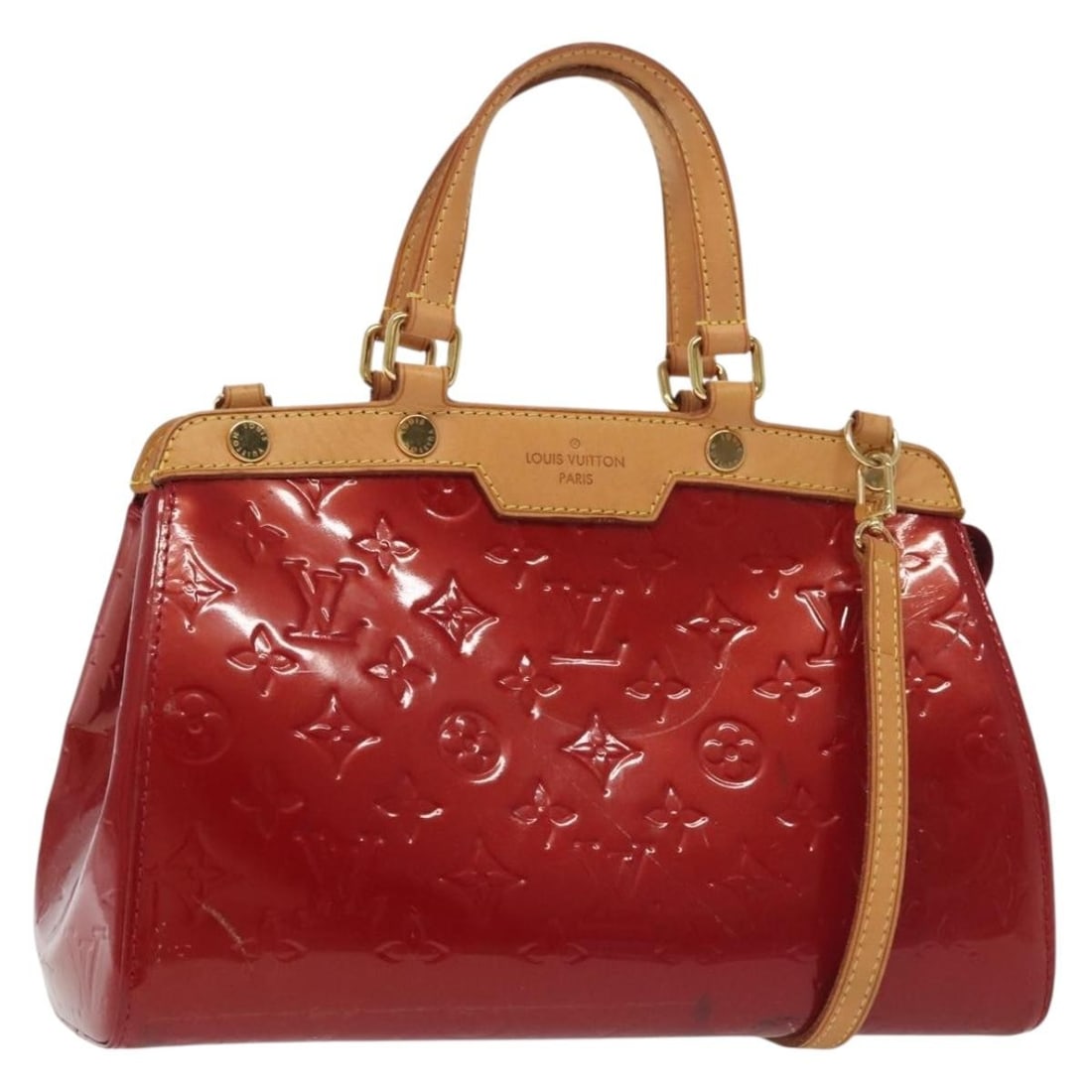 LOUIS VUITTON Monogram Vernis Brea PM Hand Bag Red M91623 Auth (1 of 18)