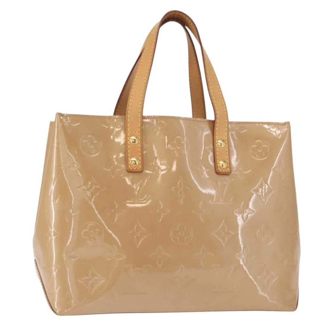 LOUIS VUITTON Monogram Vernis Reade PM Hand Bag Beige M91334 Auth (1 of 18)