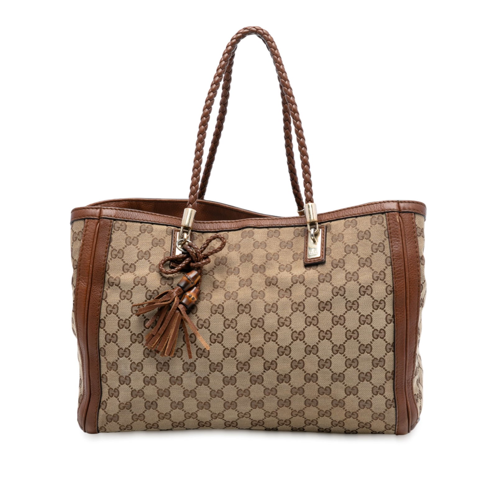 Gucci Bella Tote Medium Size GG Canvas with Braided Leather Straps (1 of 7)