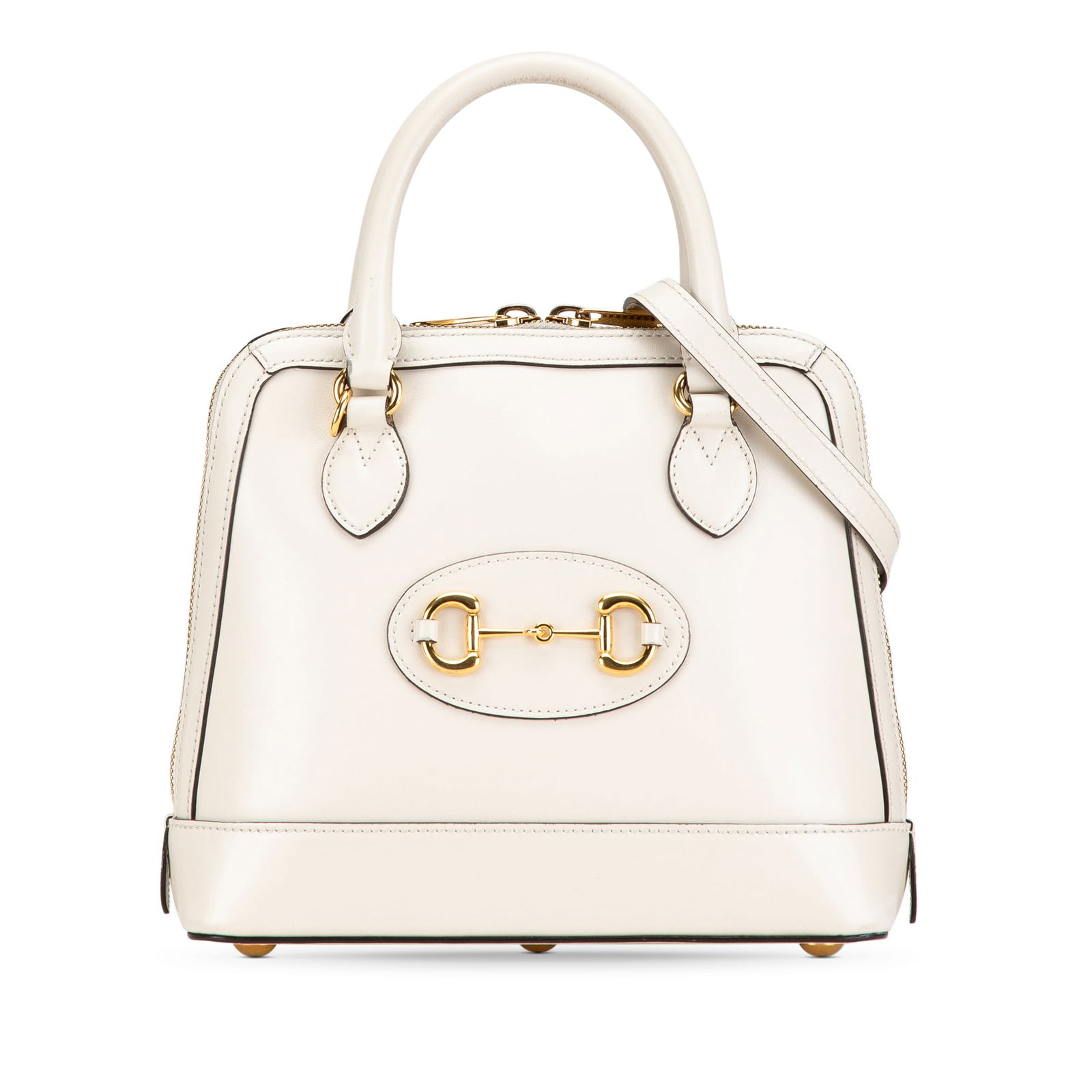 Gucci White Leather Small Horsebit 1955 Satchel with Dust Bag (1 of 10)