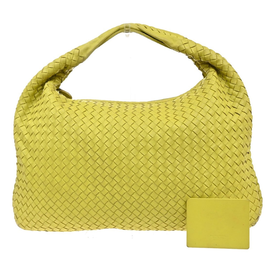 Yellow Intrecciato Leather Veneta Hobo Bag by Bottega Veneta: Yellow Intrecciato Leather Veneta Hobo Bag by Bottega Veneta This Bottega Veneta Veneta Hobo handbag features the signature Intrecciato woven leather in a yellow finish. Designed for women, it offers